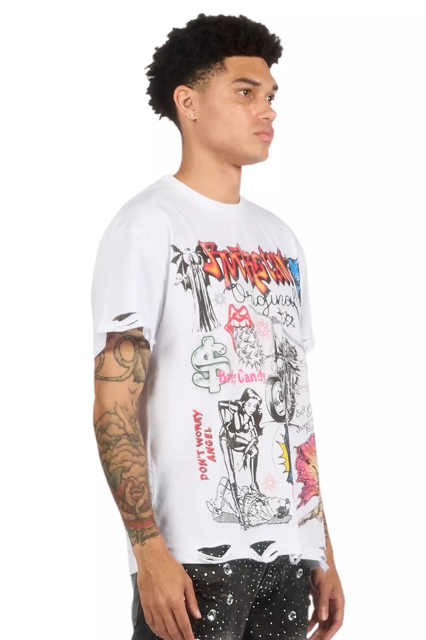 Shootah White Oversized Graphic T-Shirt