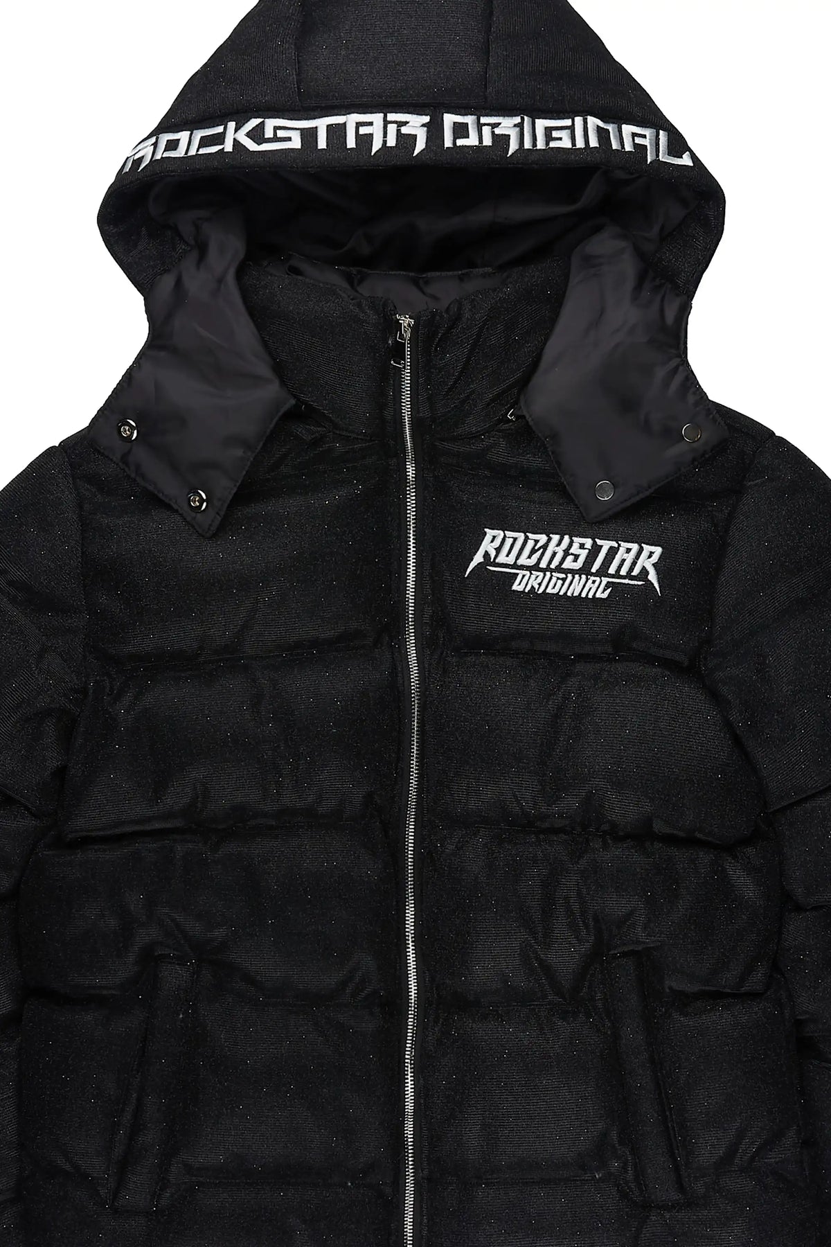 Meranda Black 2.0 Oversized Glitter Puffer Jacket
