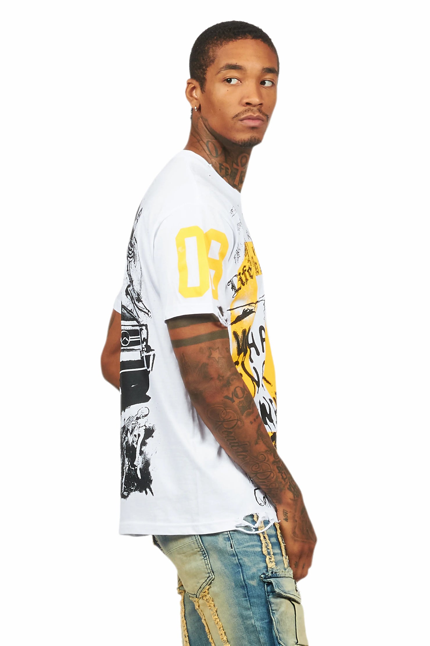 Grill White/Yellow Graphic Oversized T-Shirt