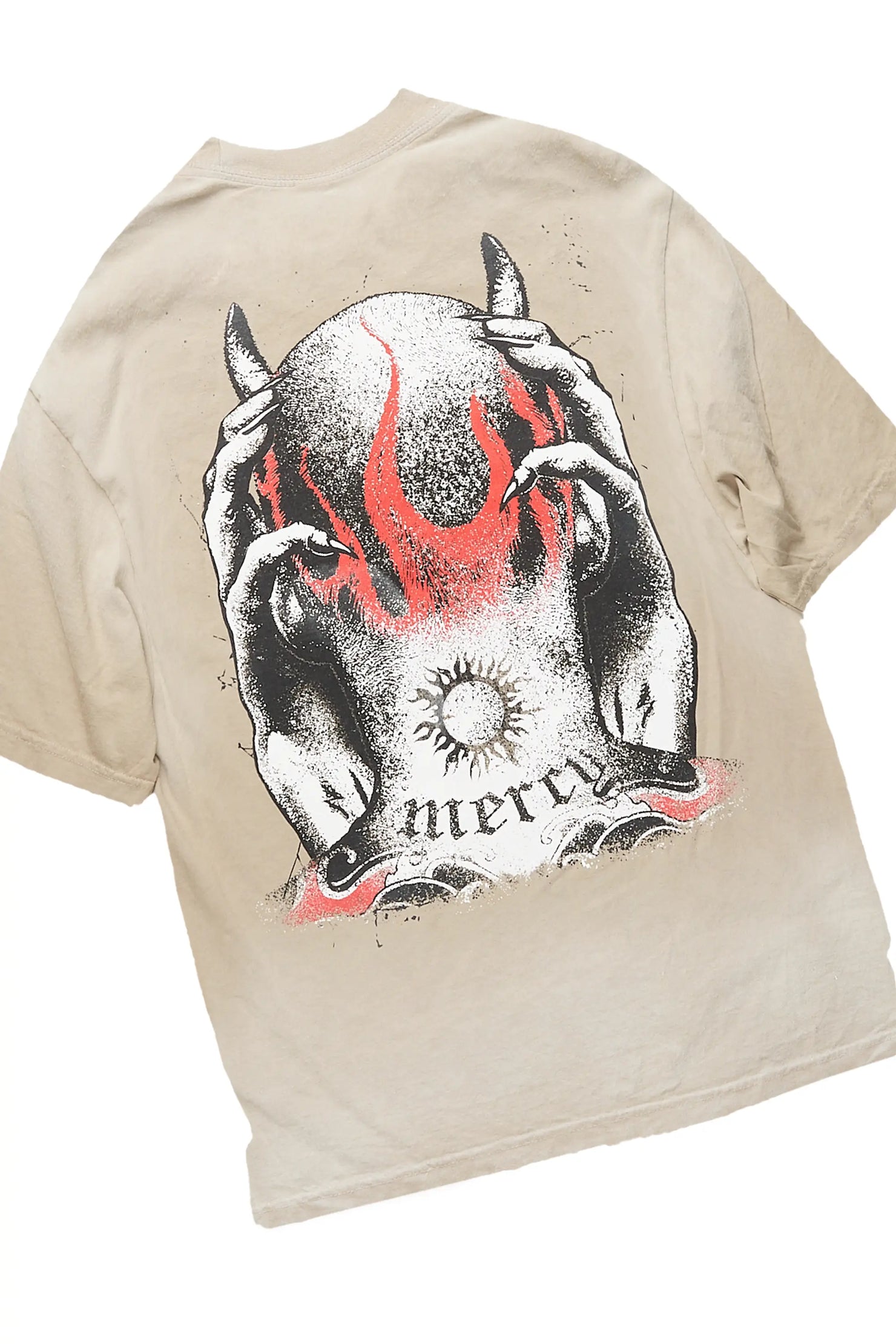 Mercy Beige/Black Oversized T-Shirt/ Stacked Flare Track Pant Set