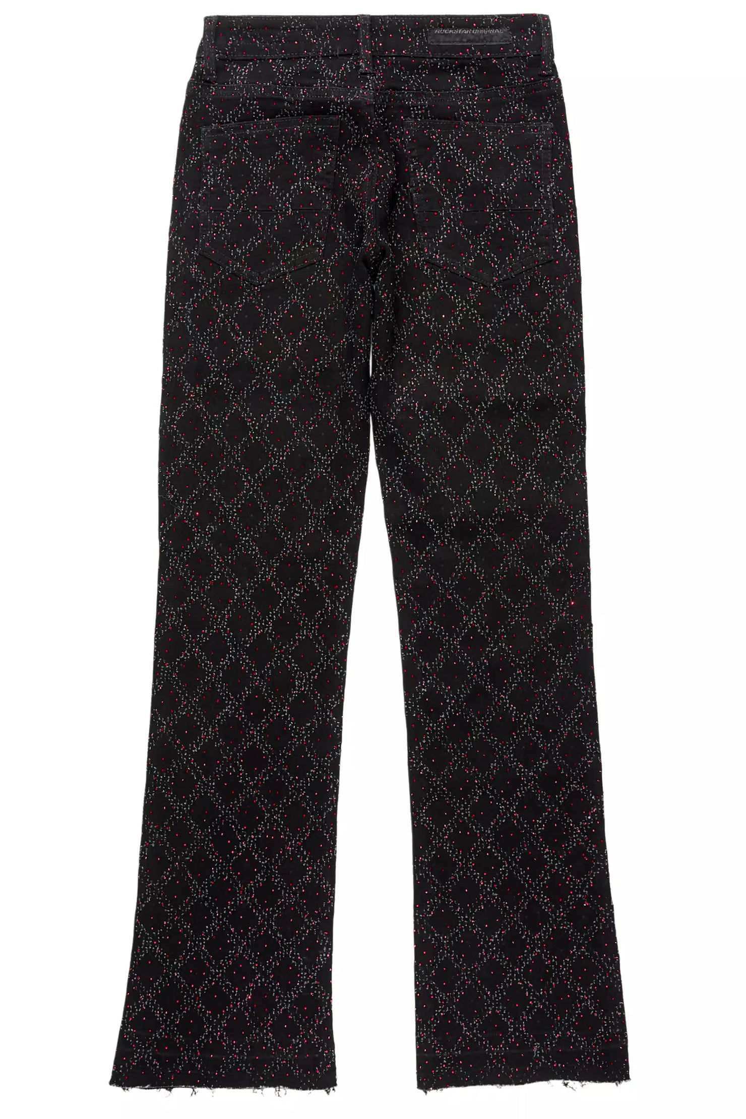 Sareka Black/Red Rhinestone Stacked Flare Jean