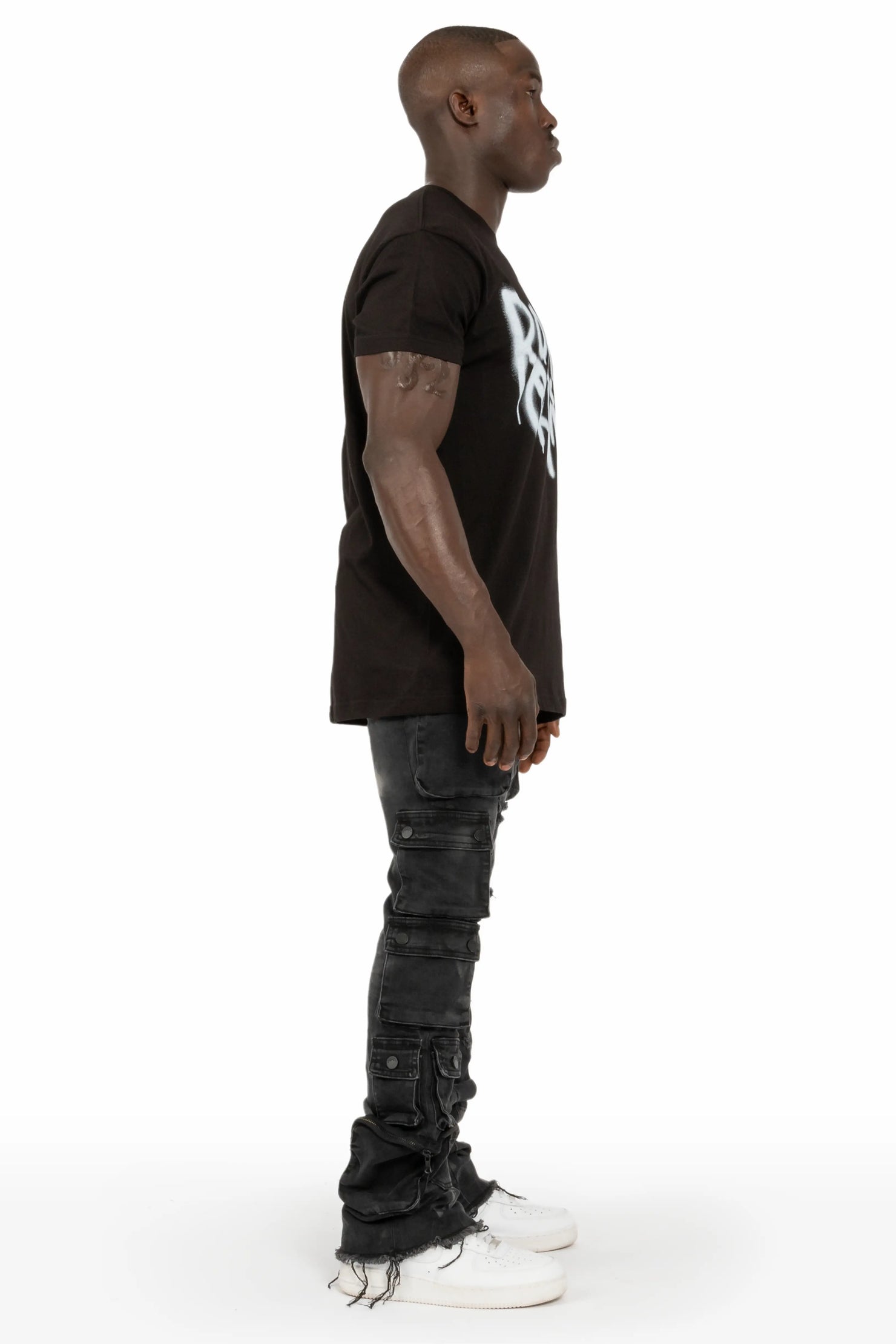 Konrad Grey Wash Cargo Stacked Flare Jean