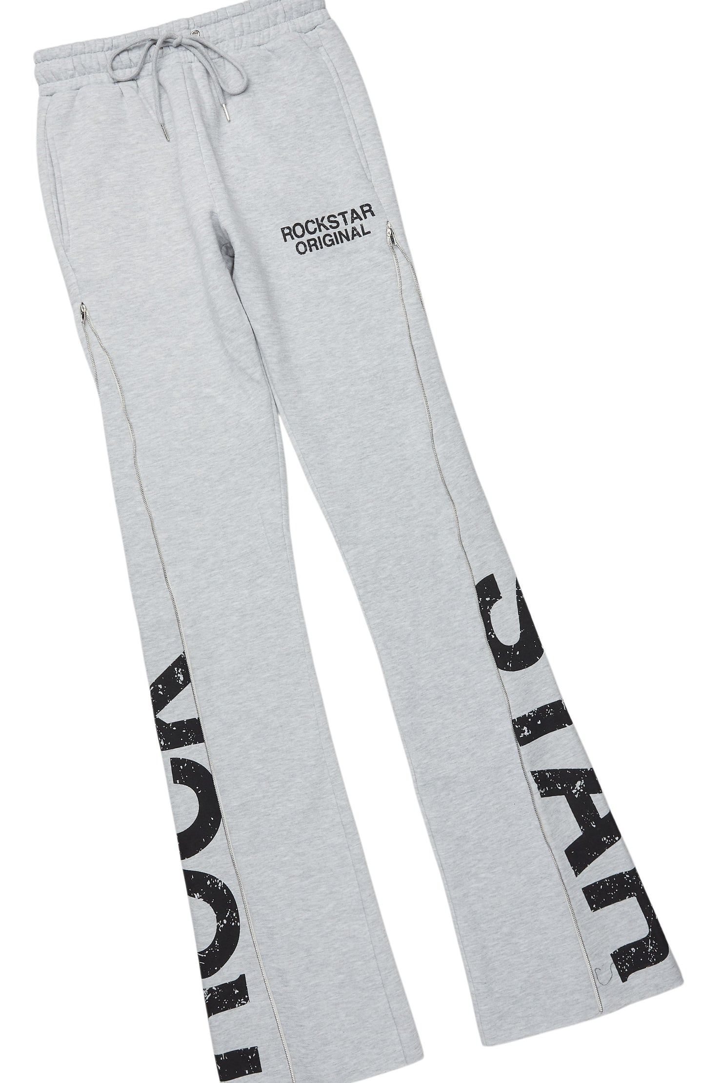 Deniska Heather Grey T-Shirt/Baggy Stacked Flare Track Set