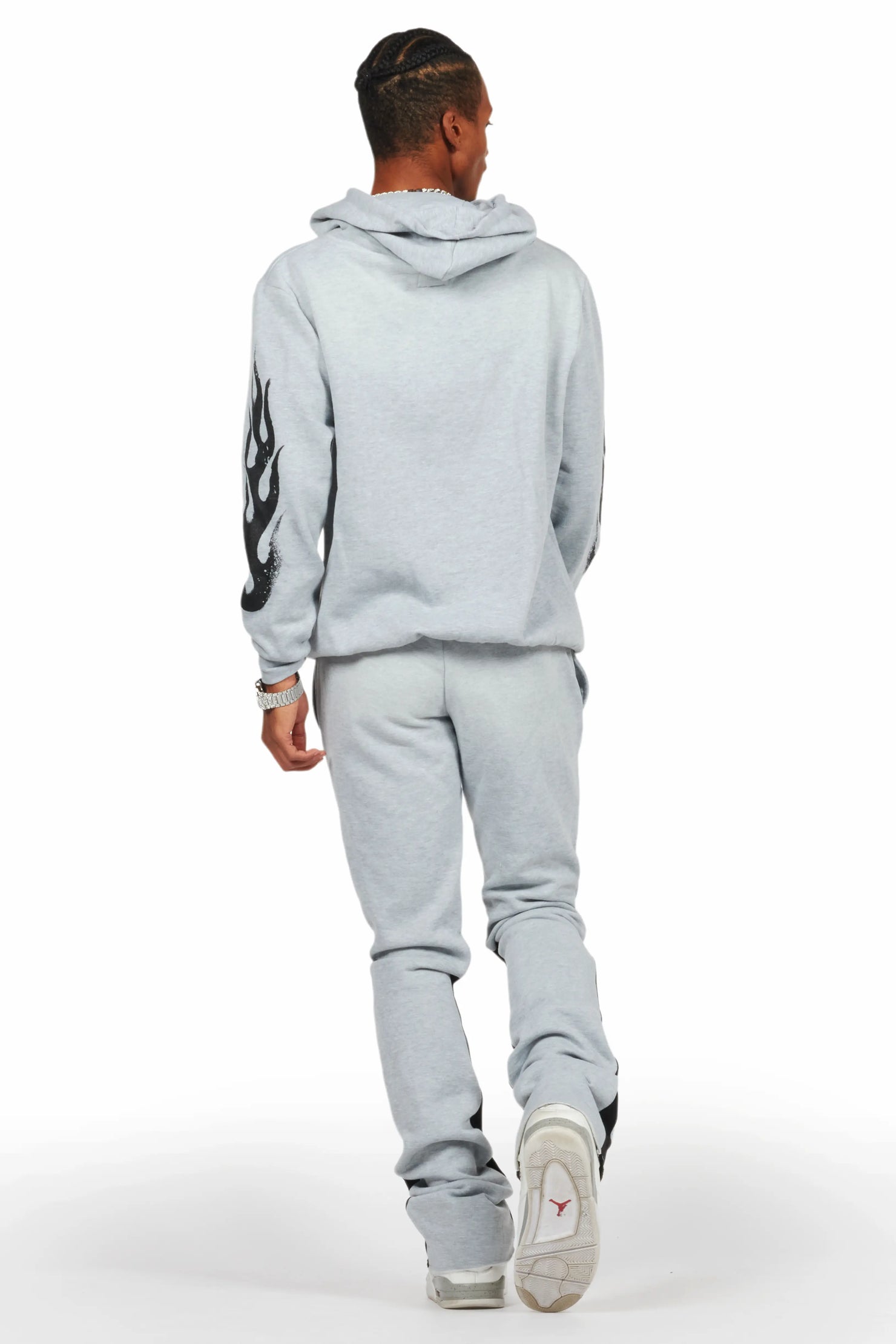 Boaz Heather Grey Stacked Flare Hoodie Track Set
