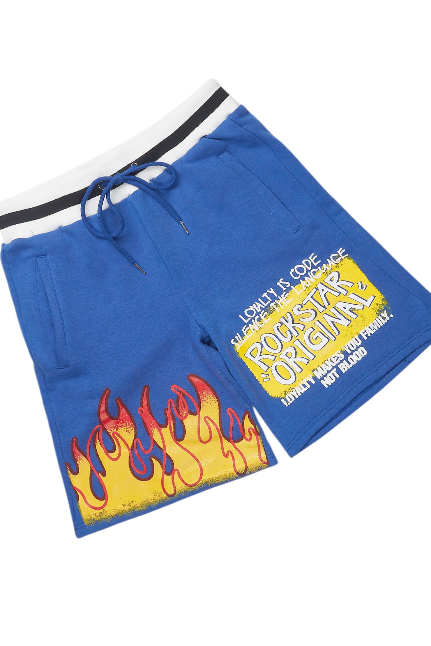 Beno Royal Blue Graphic T-Shirt Short Set