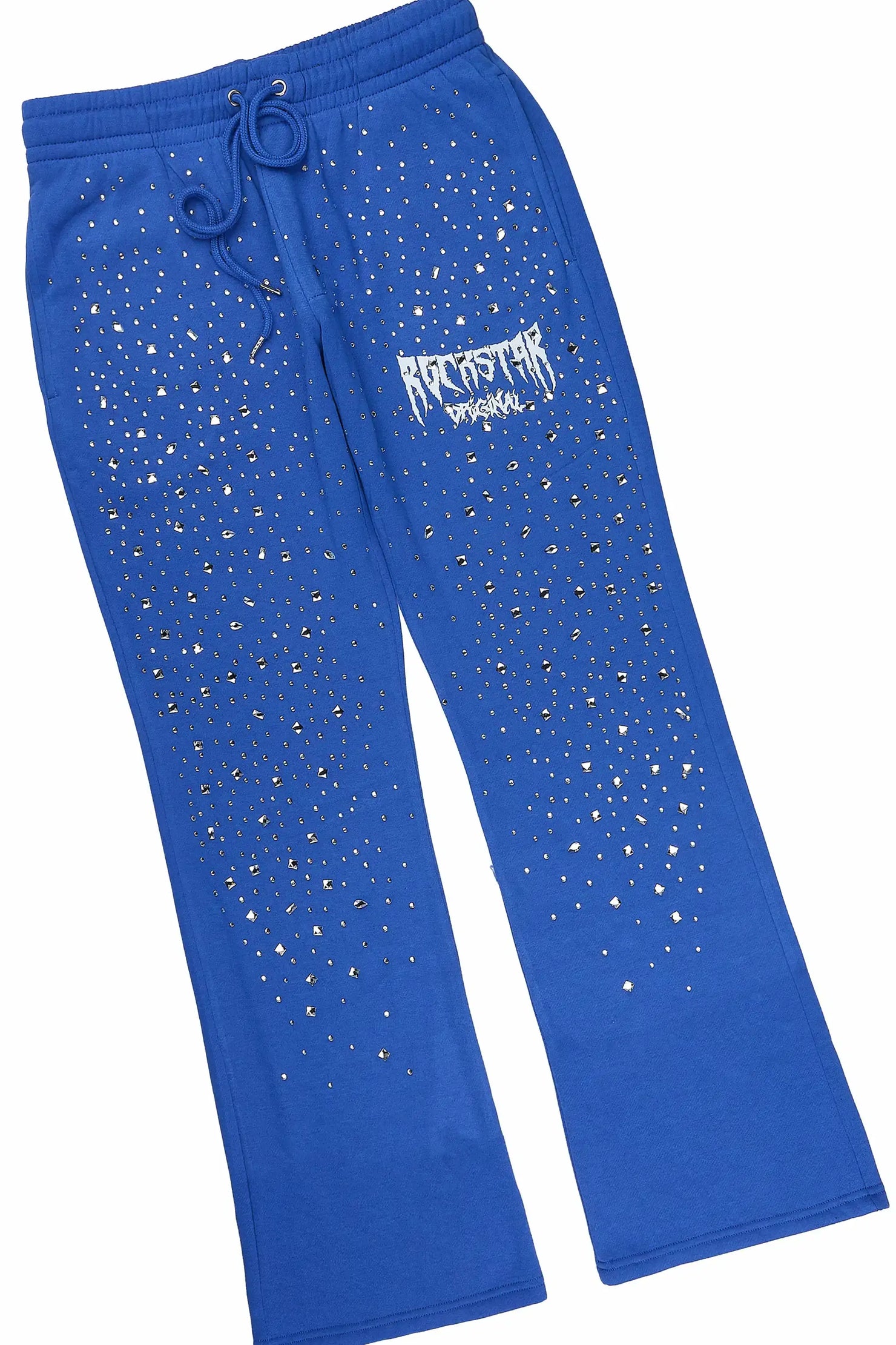 Twinkle Royal Blue/White Rhinestone Hoodie Relaxed Track Set
