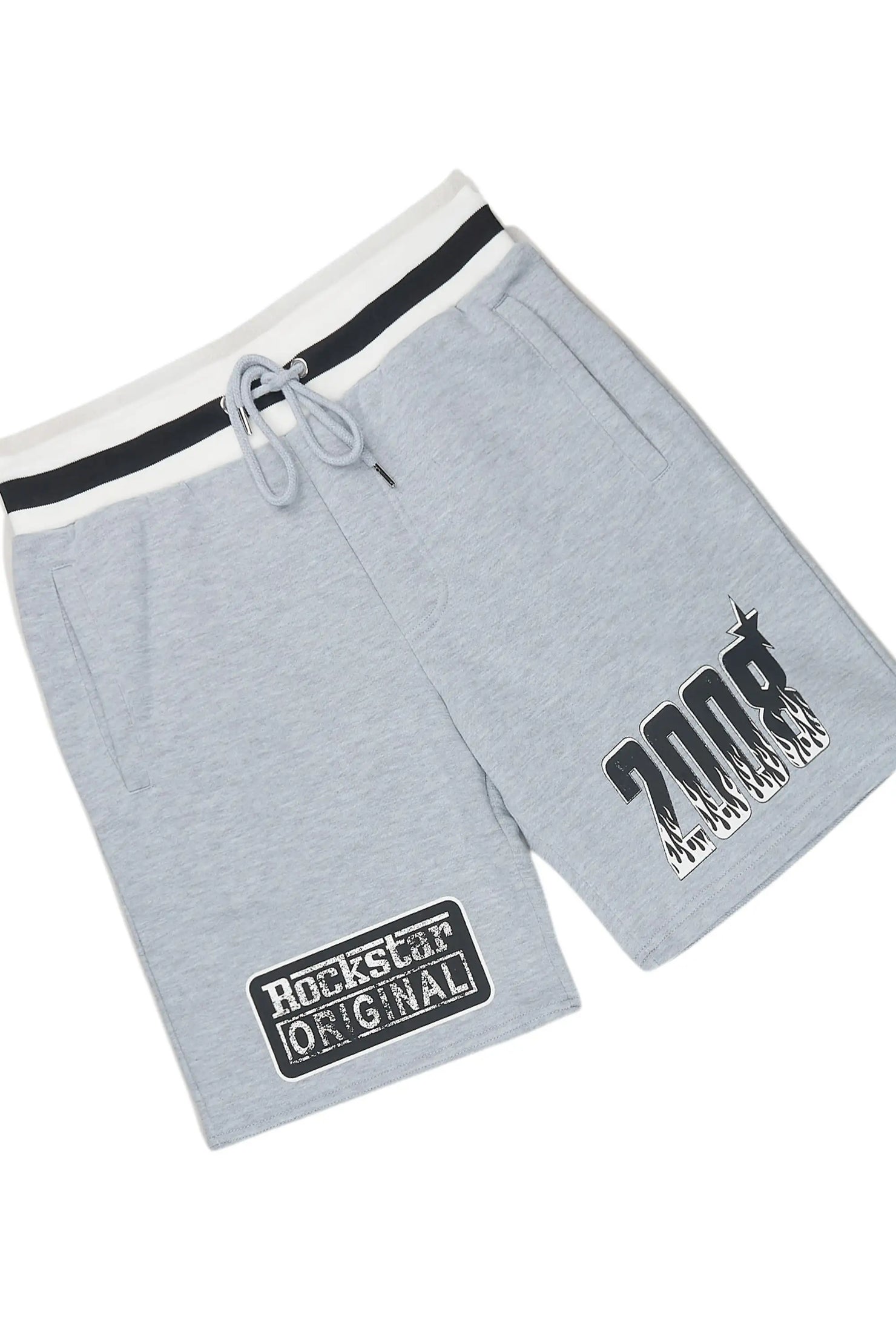 Amos White/Grey Graphic T-Shirt Short Set