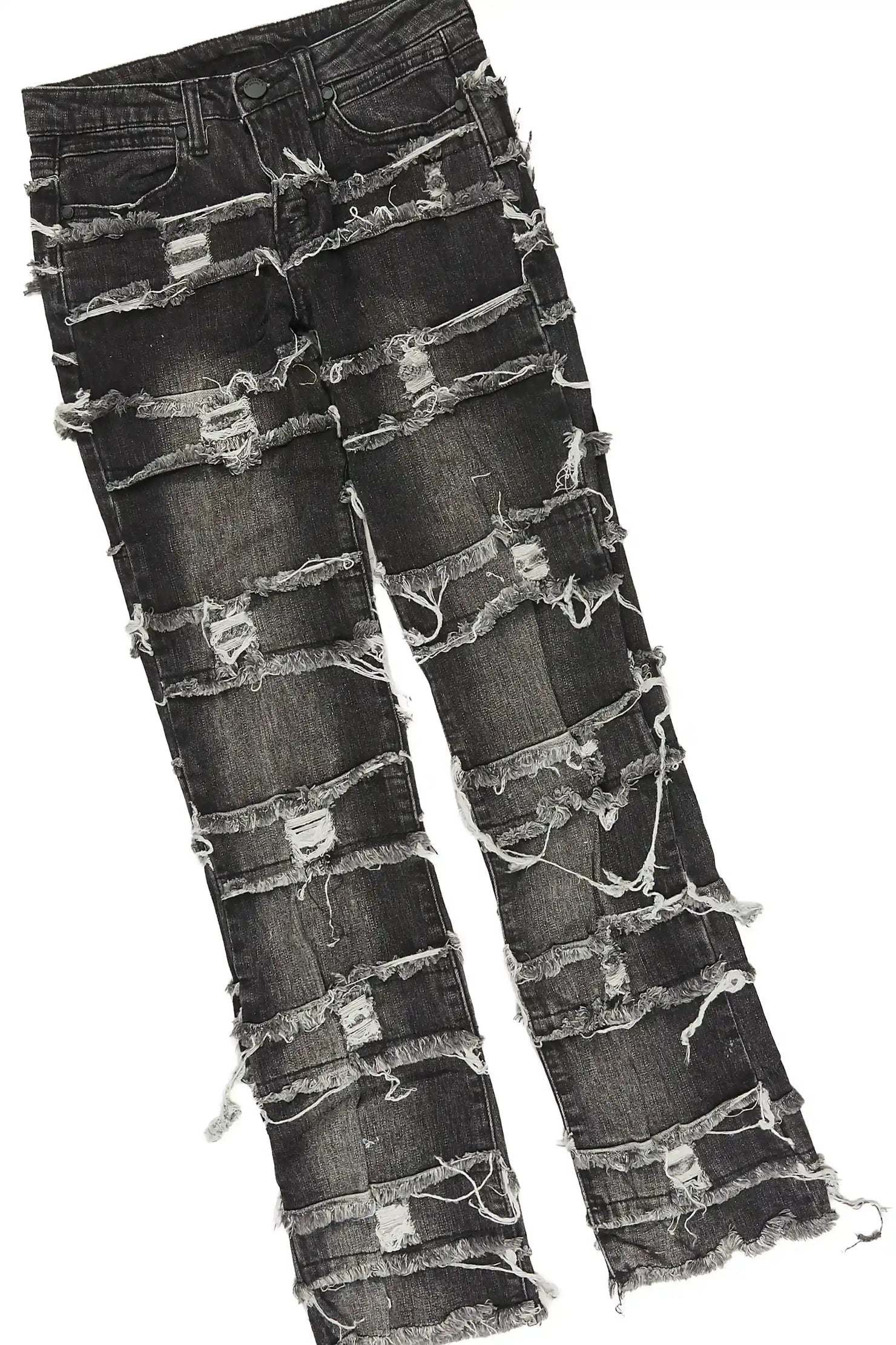 Boys Cobain Grey/Black T-Shirt Stacked Jean Set