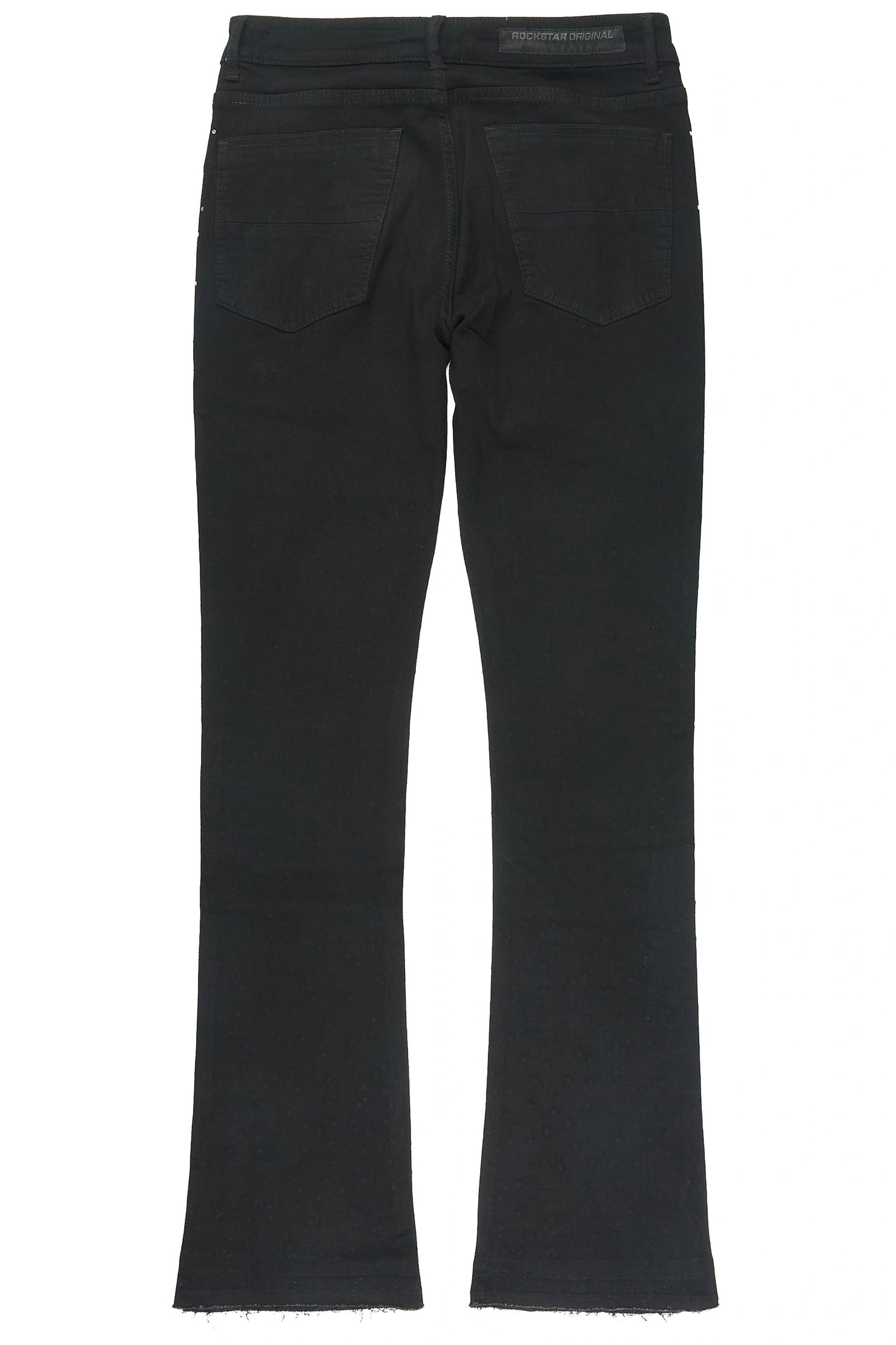 Miller Jet Black Rhinestone Studded Stacked Flare Jean