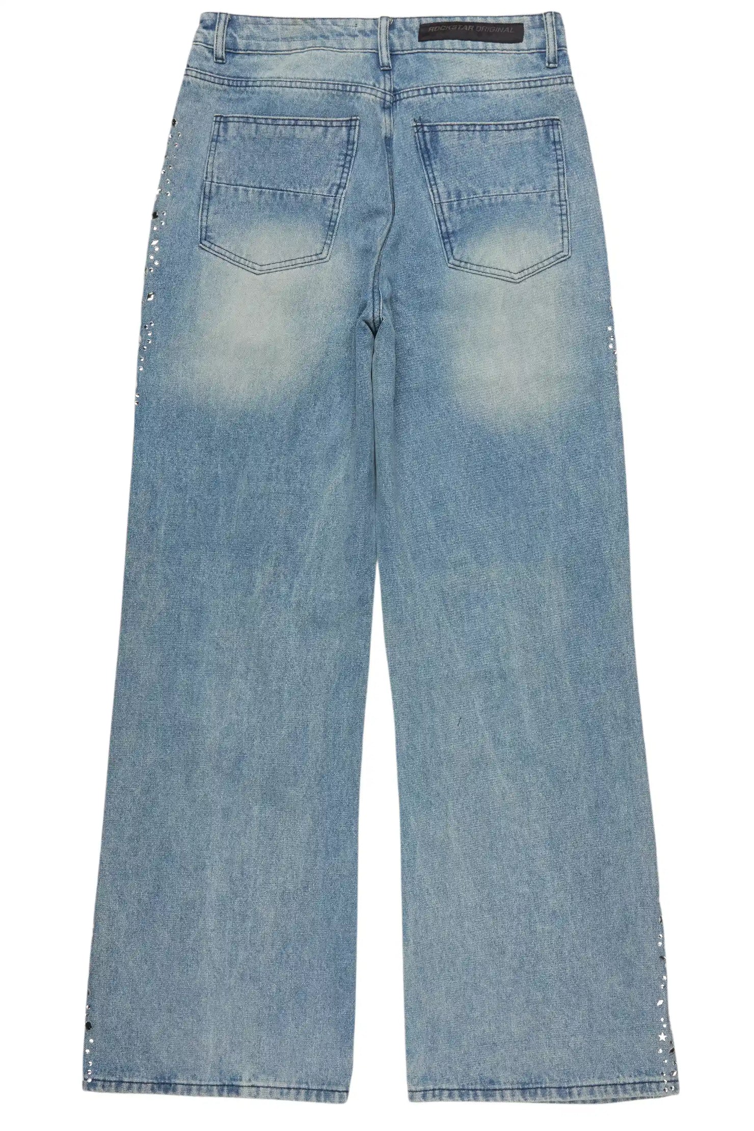 Bolor Blue Rhinestone Baggy Jean