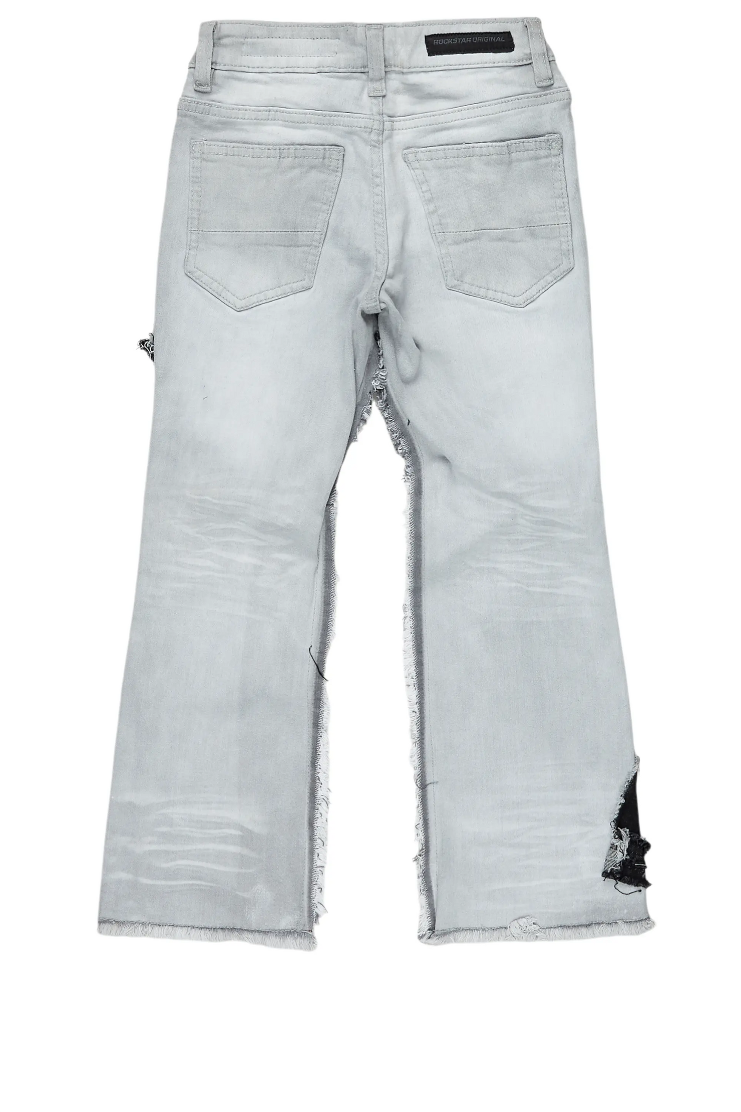 Boys Fraust Light Grey Patchwork Stacked Flare Jean