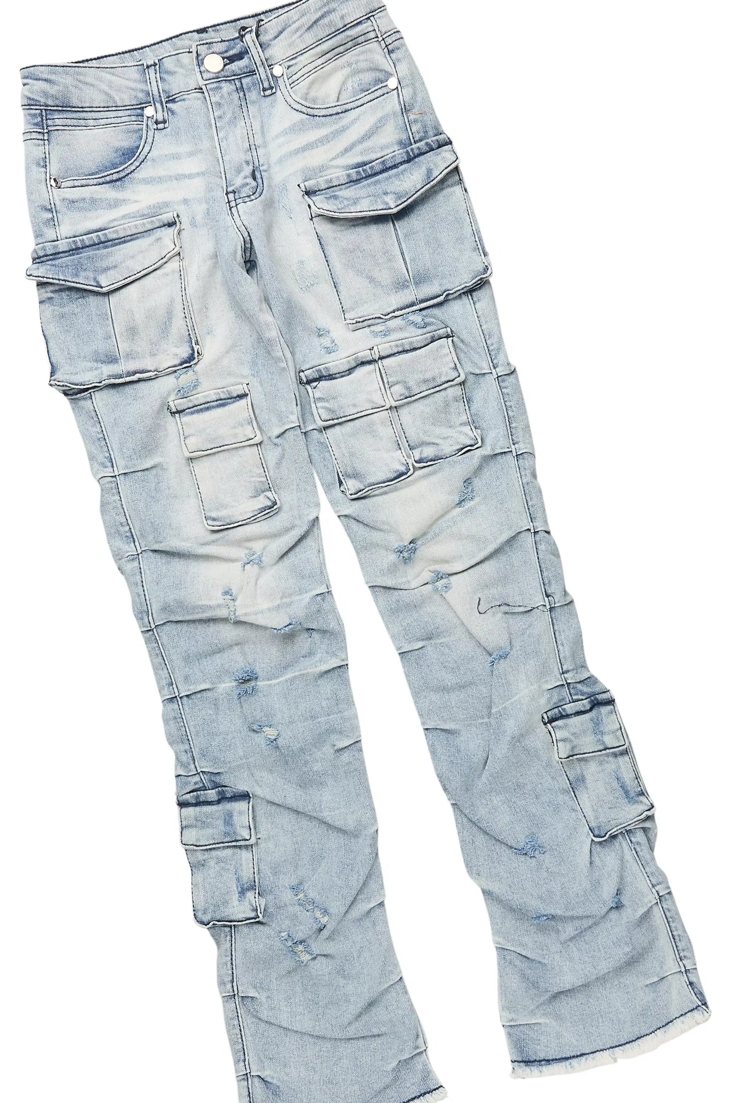 Girls Mercey Royal Hoodie & Gentry Blue Stacked Jean Set