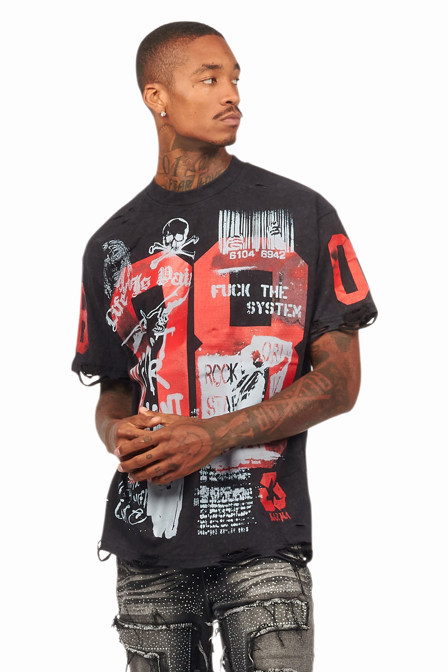 Grill Vintage Black Graphic Oversized T-Shirt