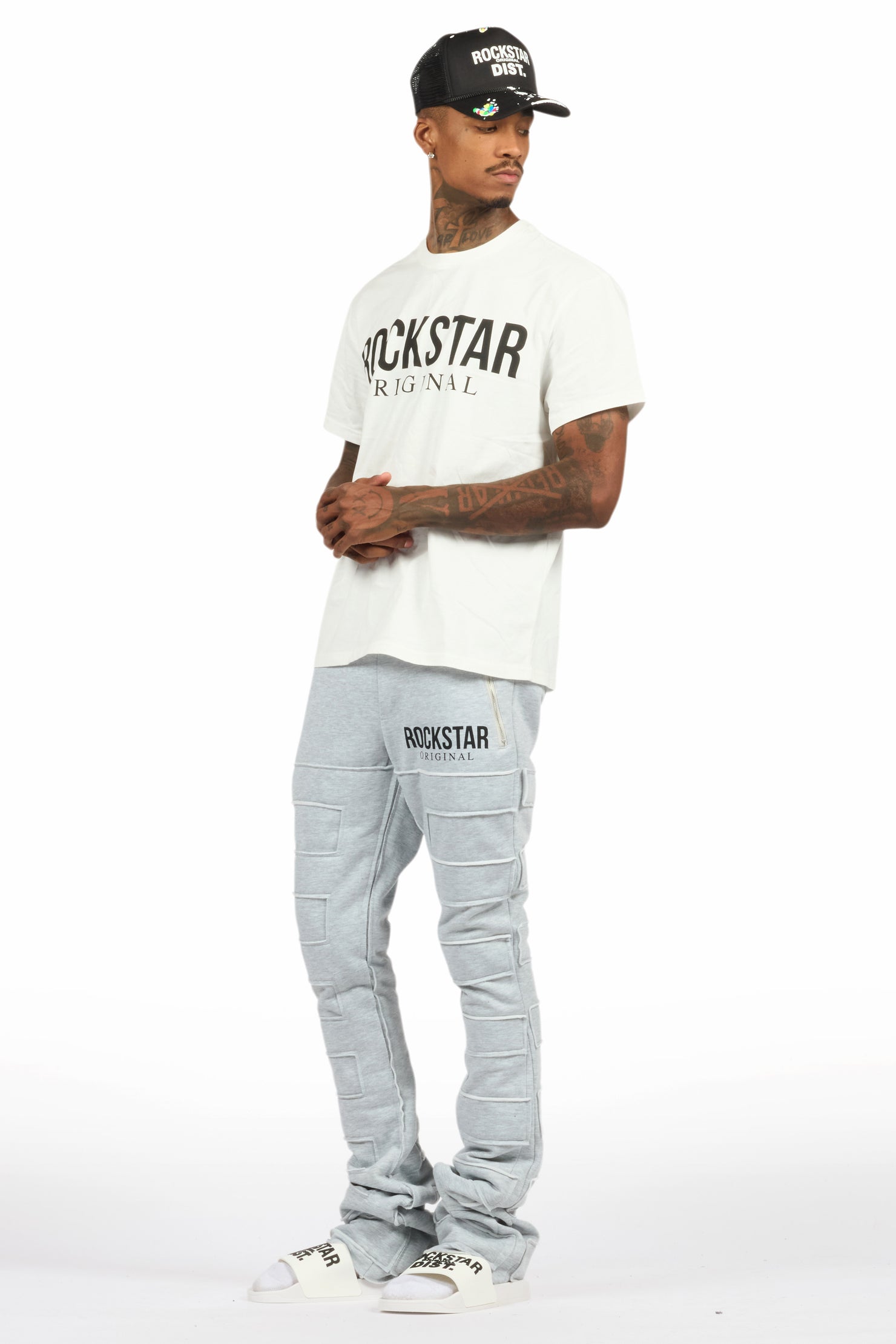 Emilio Heather Grey T-Shirt/Stacked Flare Track Set