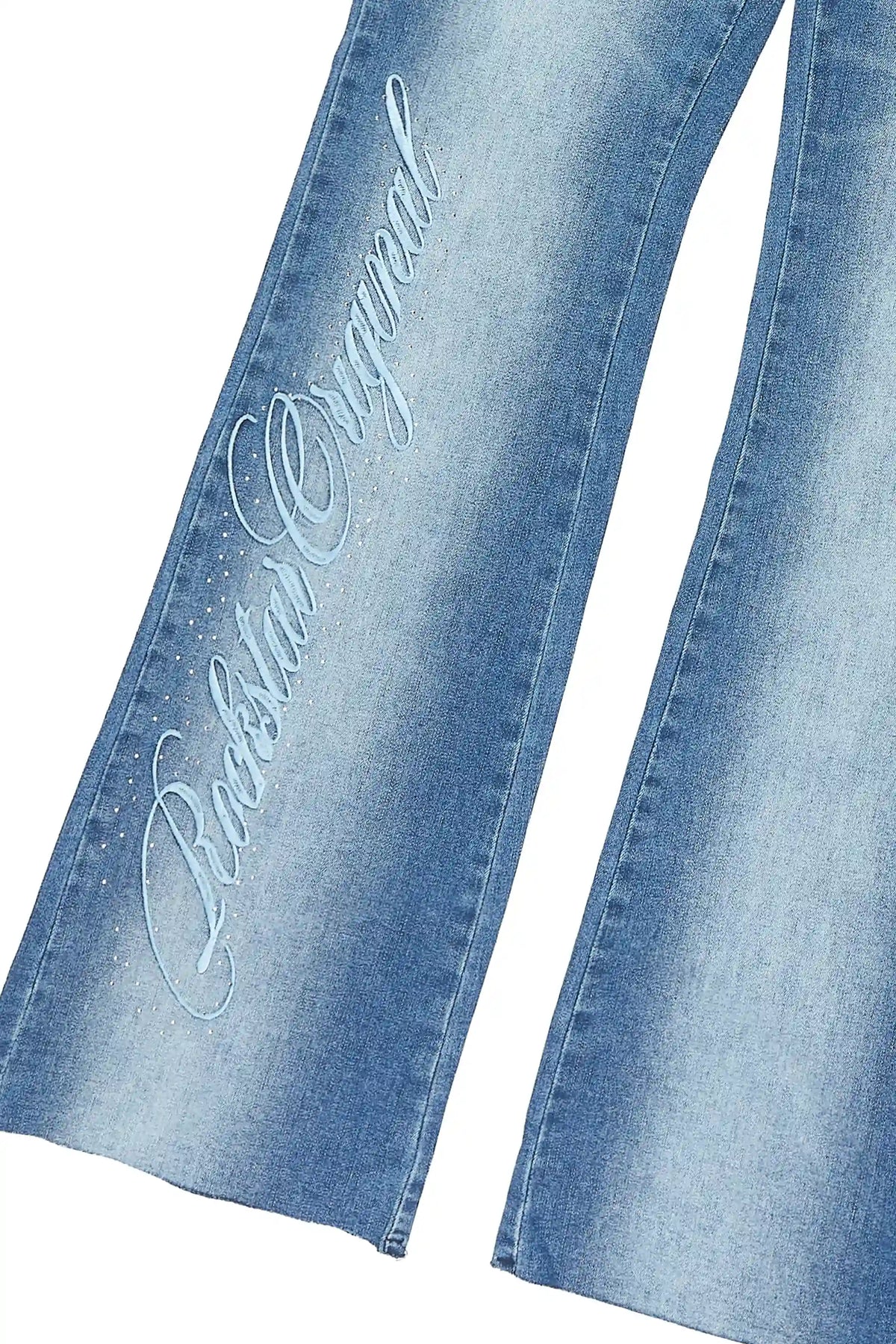 Calisa Med.Wash Rhinestone Stacked Flare Jean