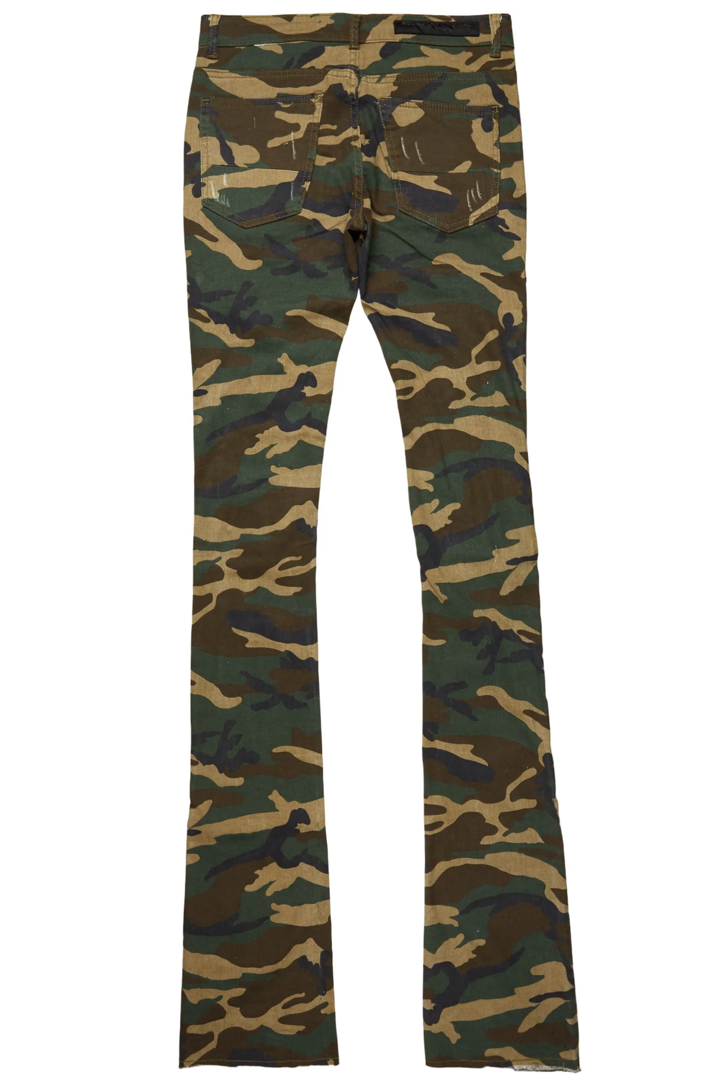Piet Green Camo Cargo Super Stacked Flare Jean