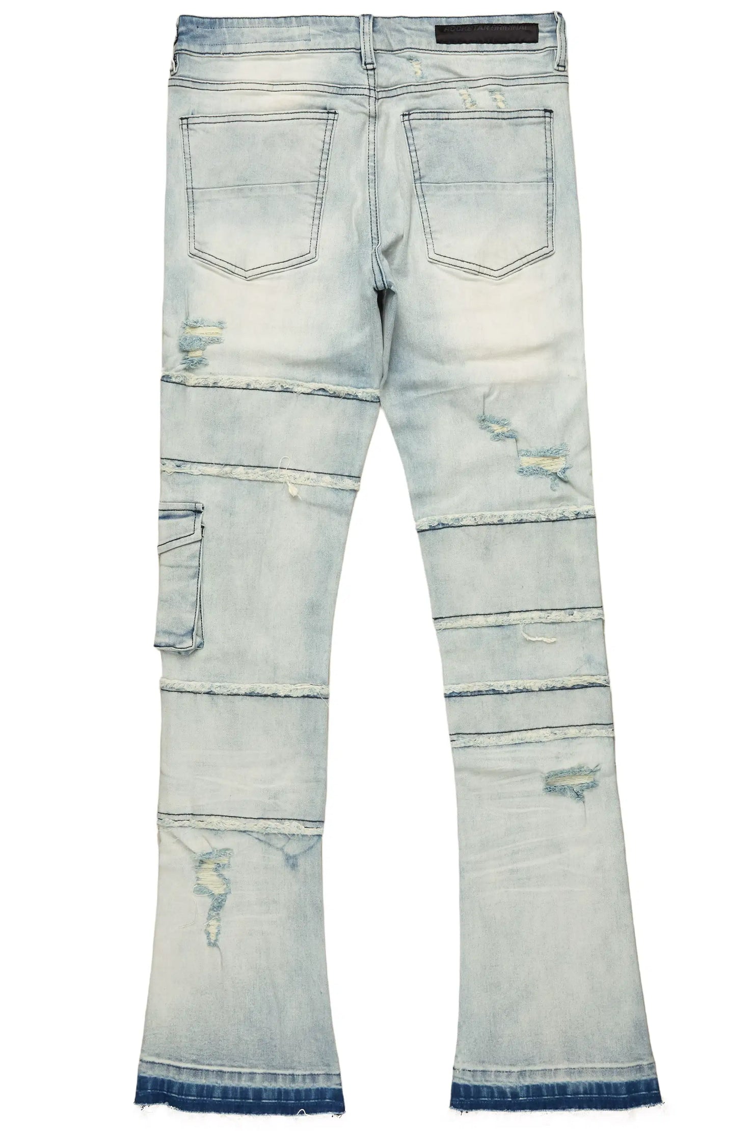 Folant Light Blue Stacked Cargo Flare Jean