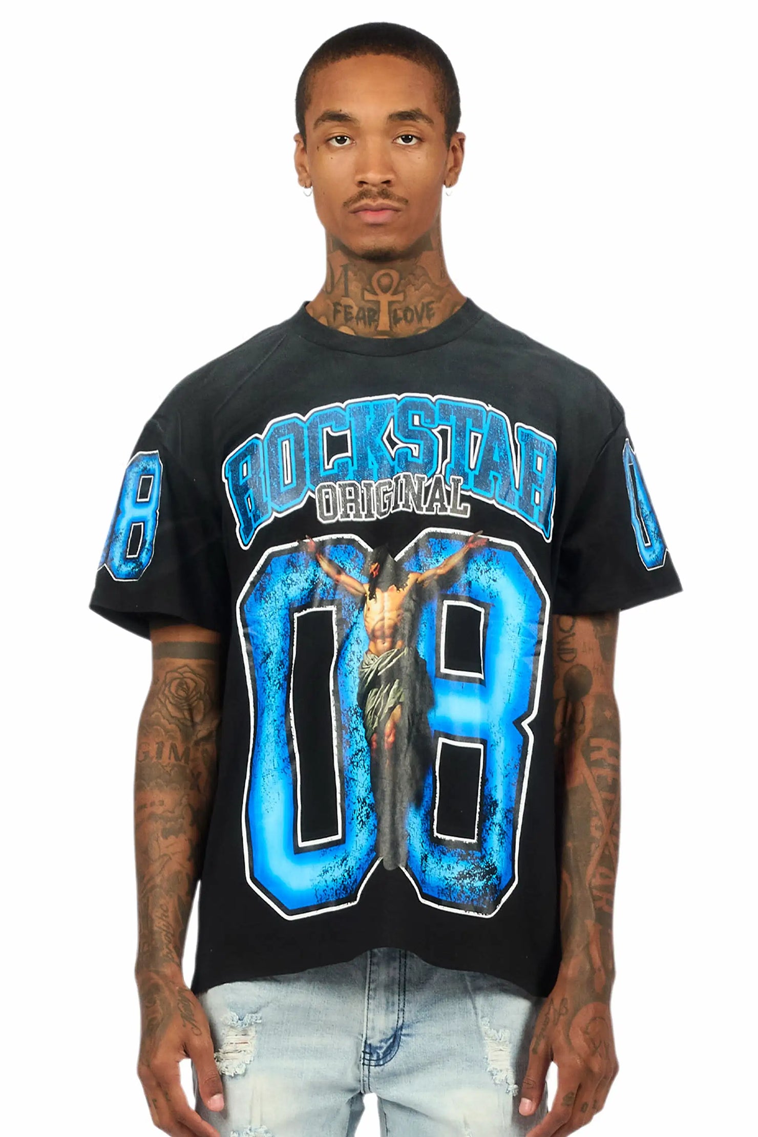 Fields Black/Blue Oversized Graphic T-Shirt