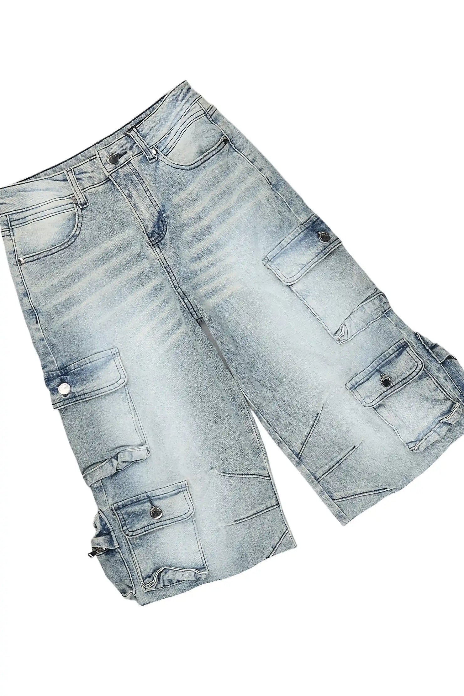 Boys Ebbe White/Blue T-Shirt Denim Short Set