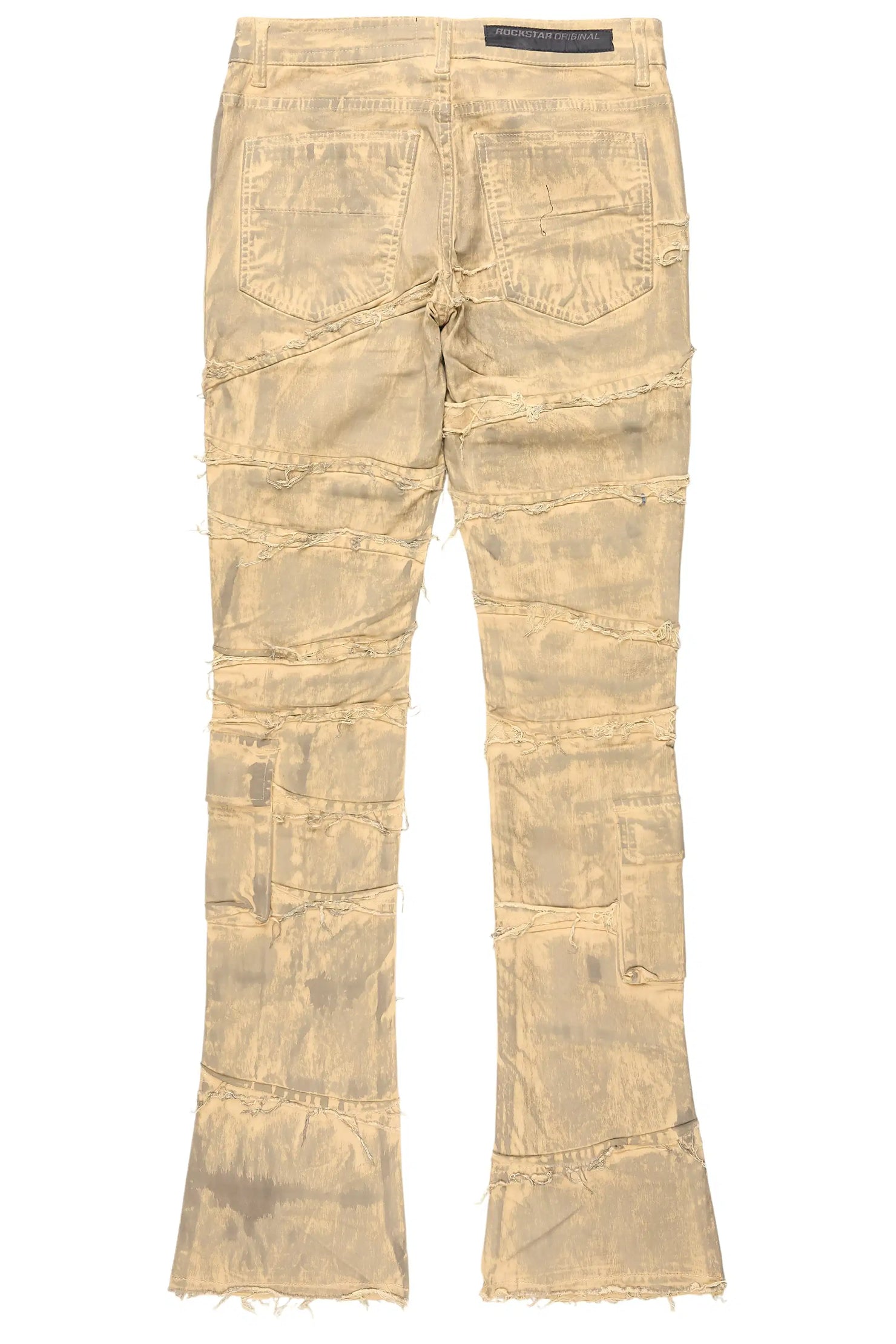 Yves Beige Oil Wash Stacked Flare Cargo Jean
