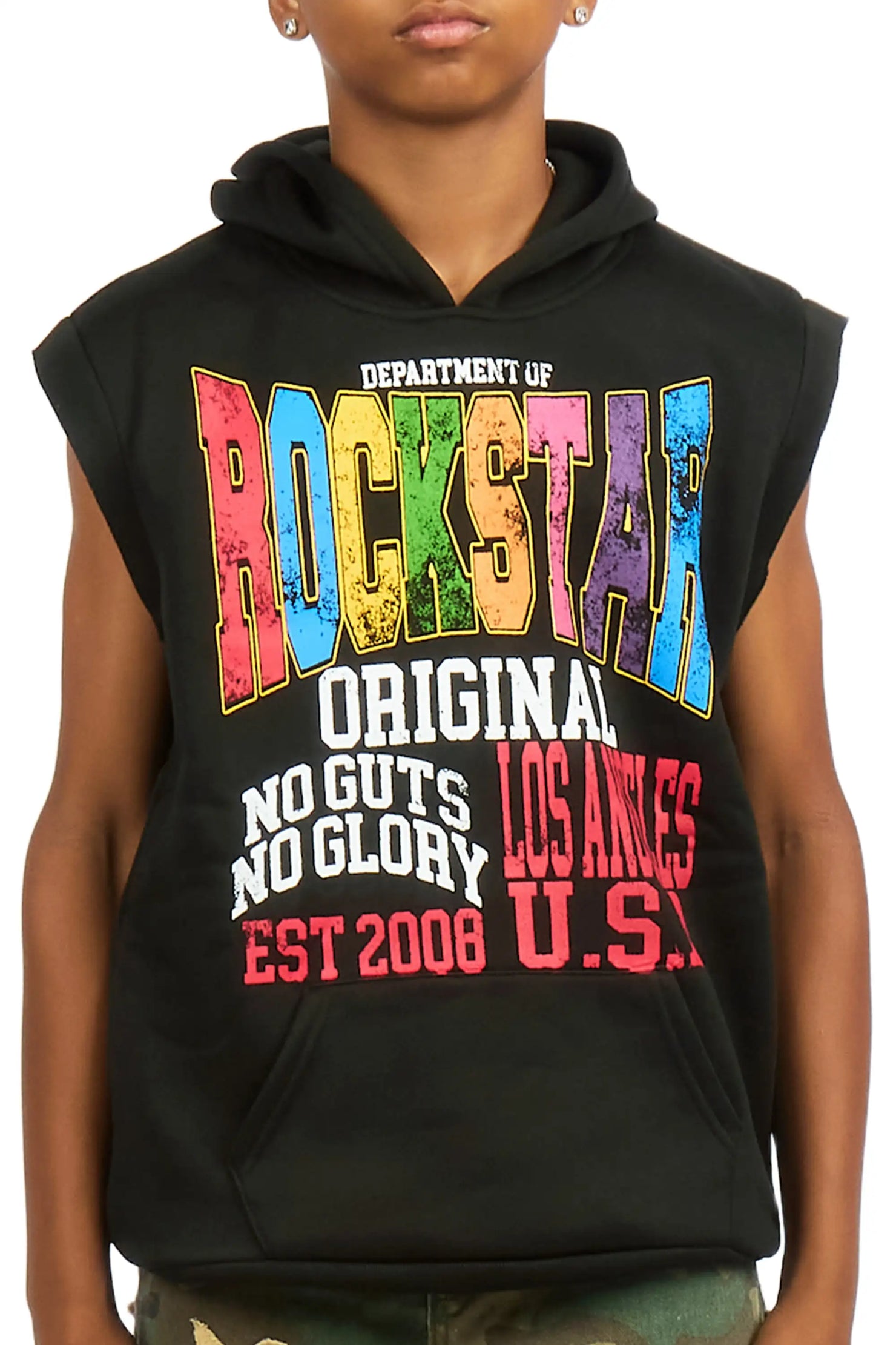 Boys Keen Black Sleeveless Hoodie