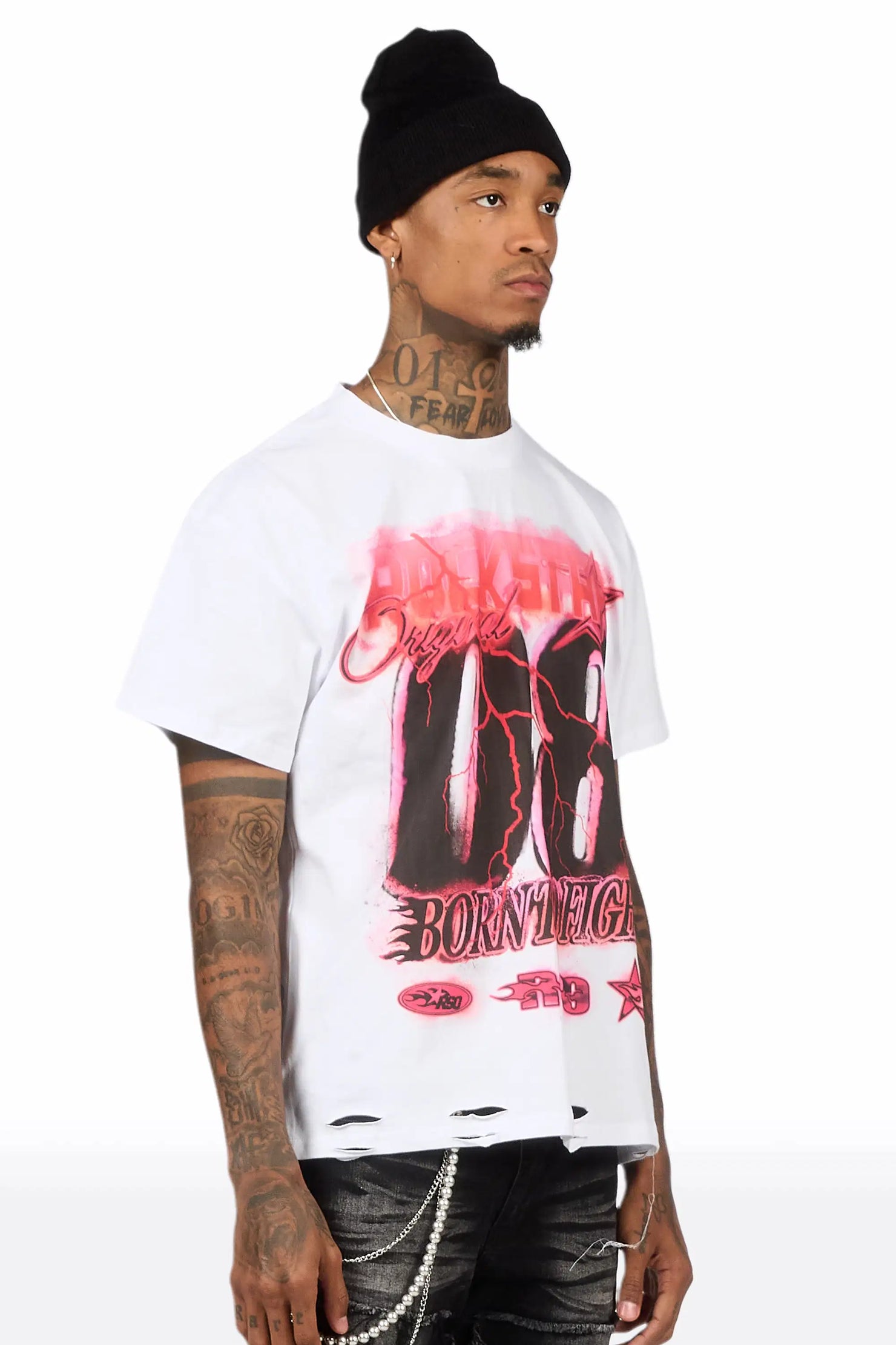 Vaelox White Oversized Graphic T-Shirt