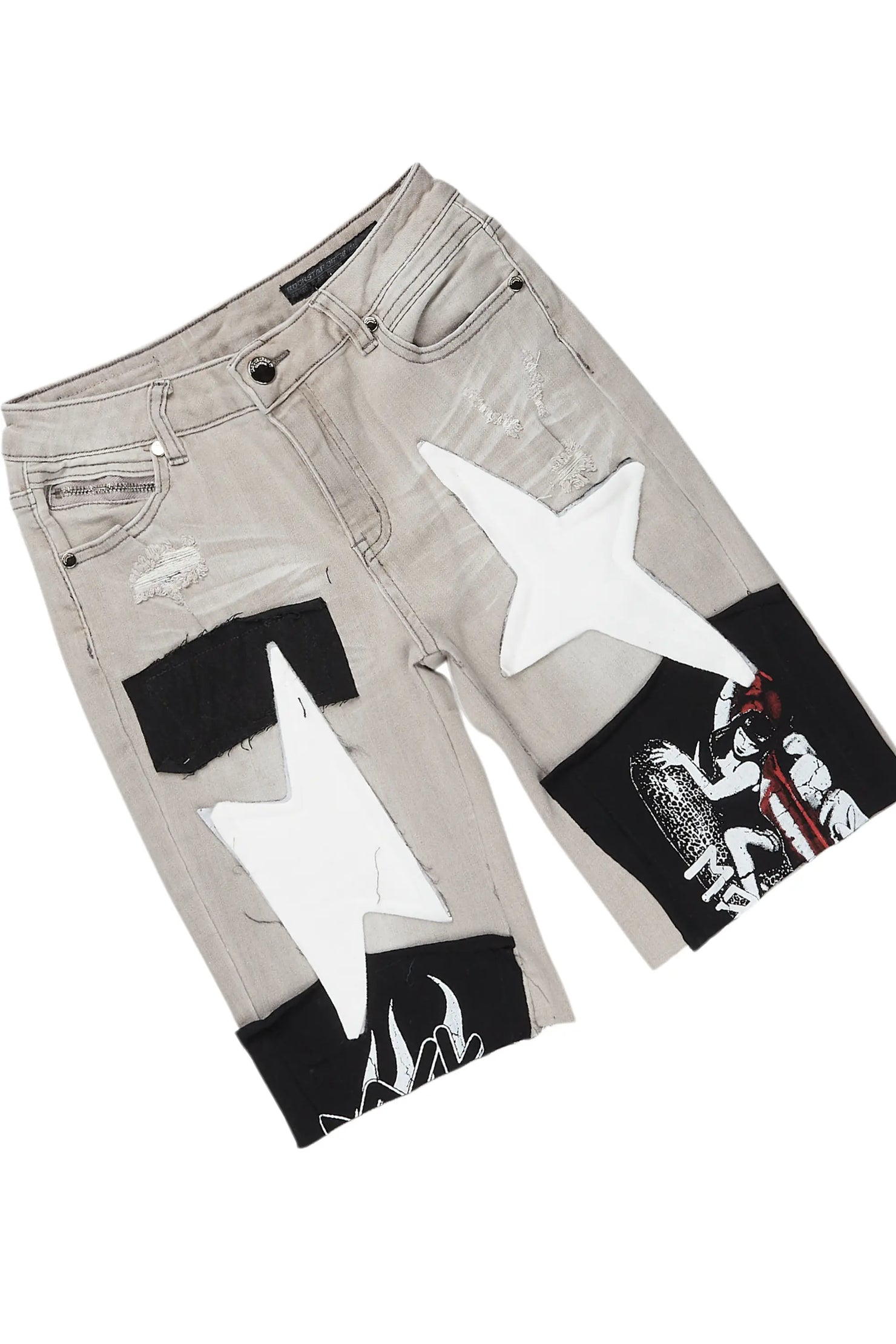 Boys Valo White/Grey T-Shirt/Denim Short Set