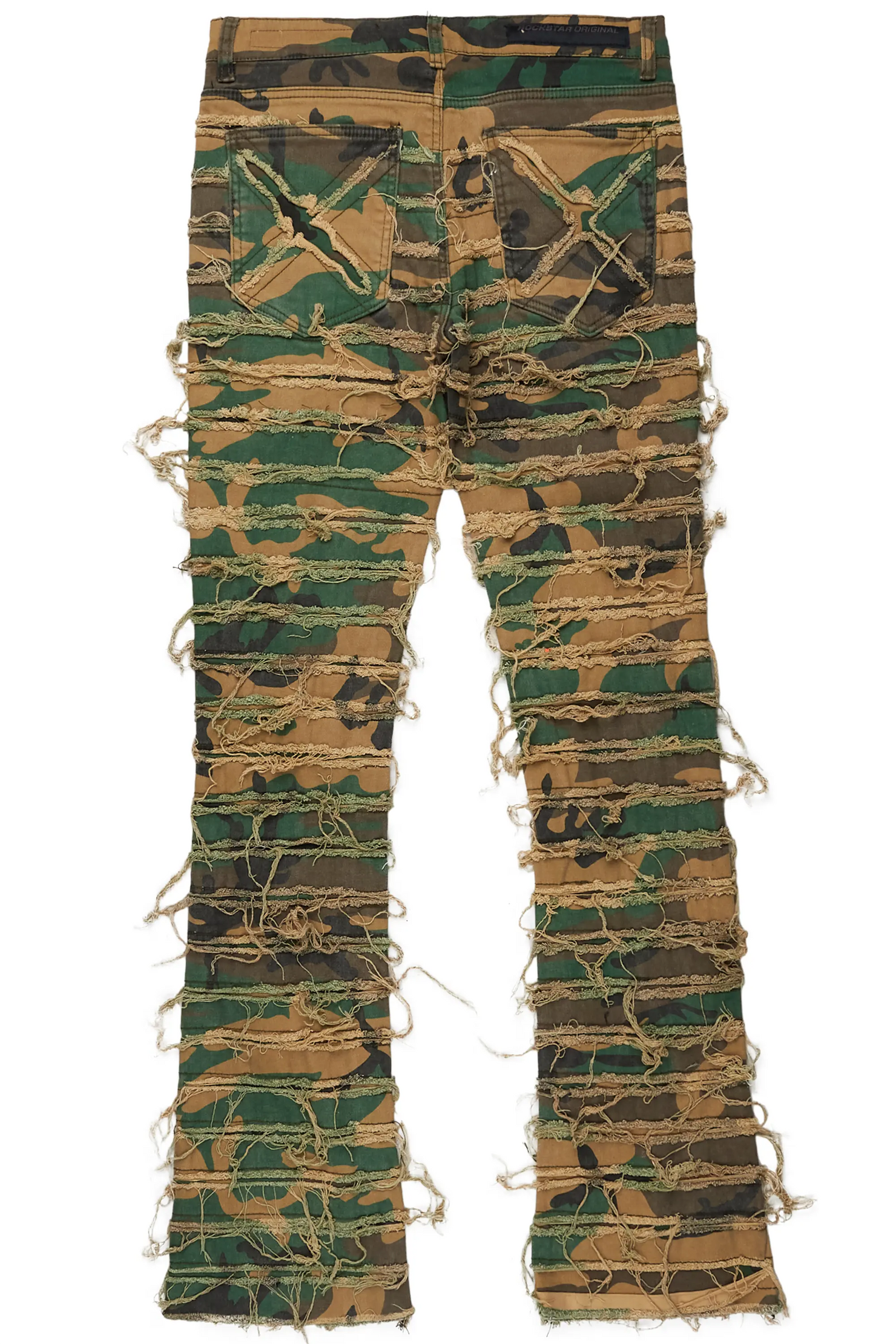 Raith Faded Camo Painter Stacked Flare Jean