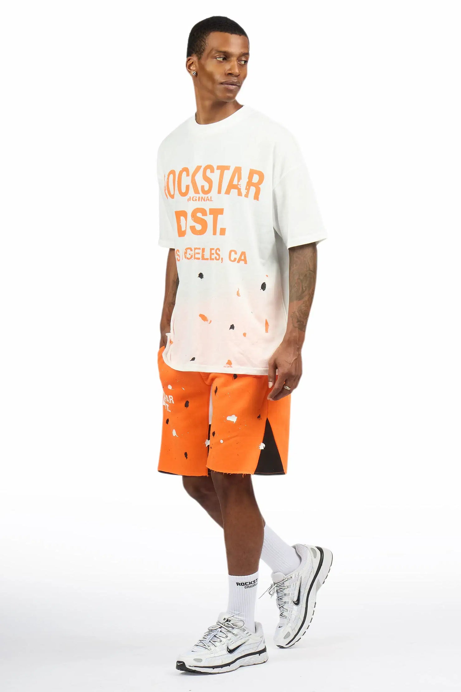 Scottie White/Orange Painter T-Shirt/Short Set