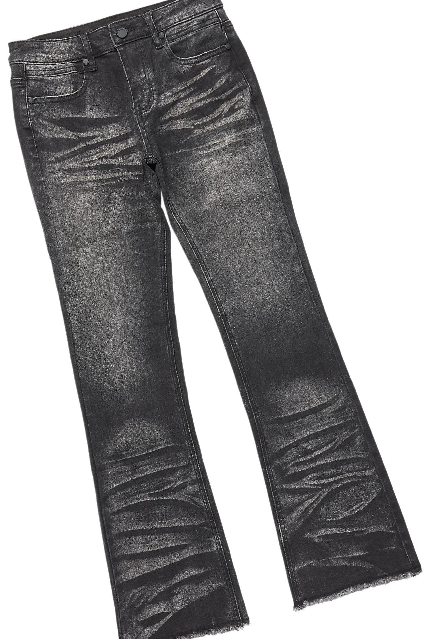 Boys Fields Grey/Black Hoodie/Stacked Flare Jean Set