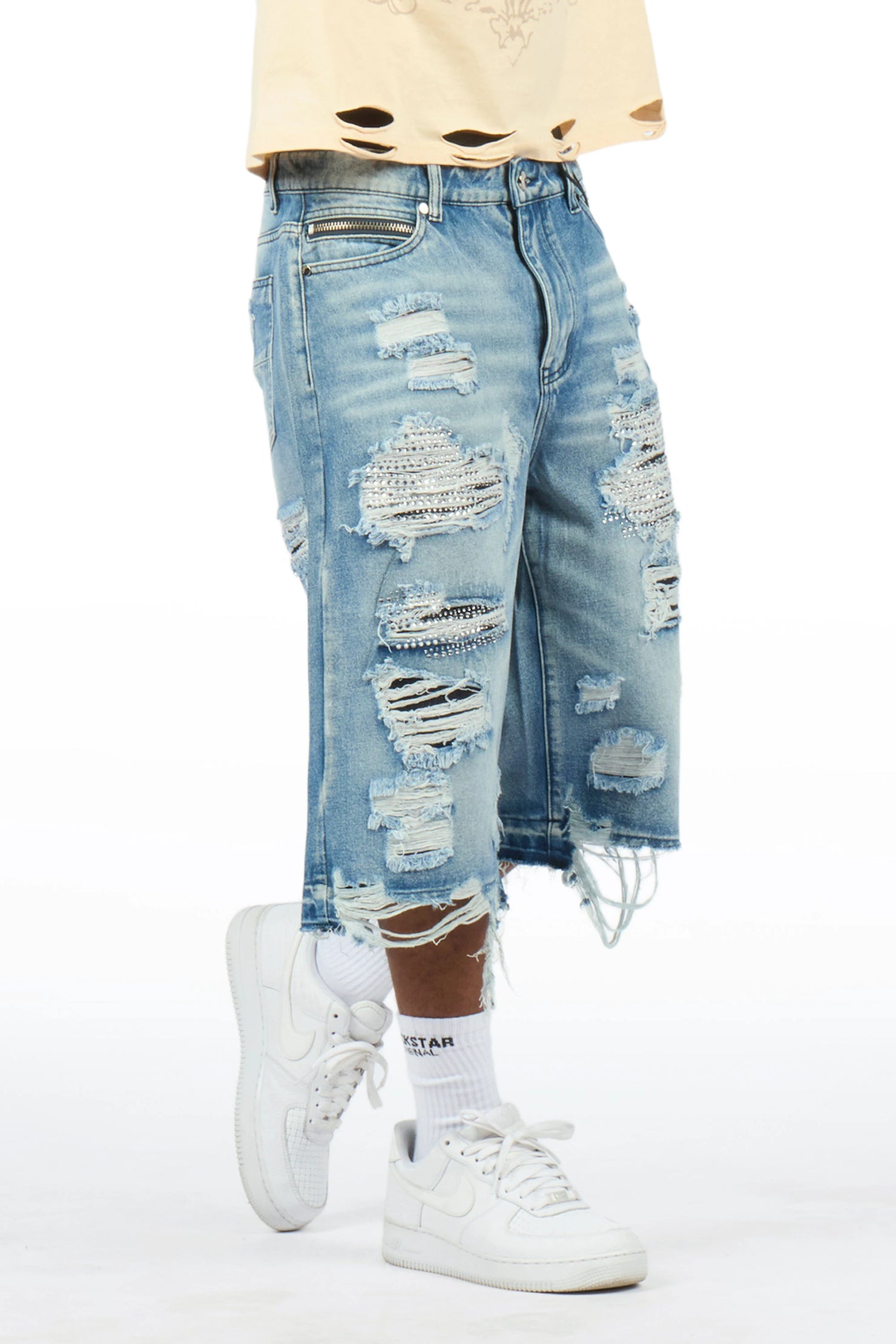 Mathey Light Blue Rhinestone Jort