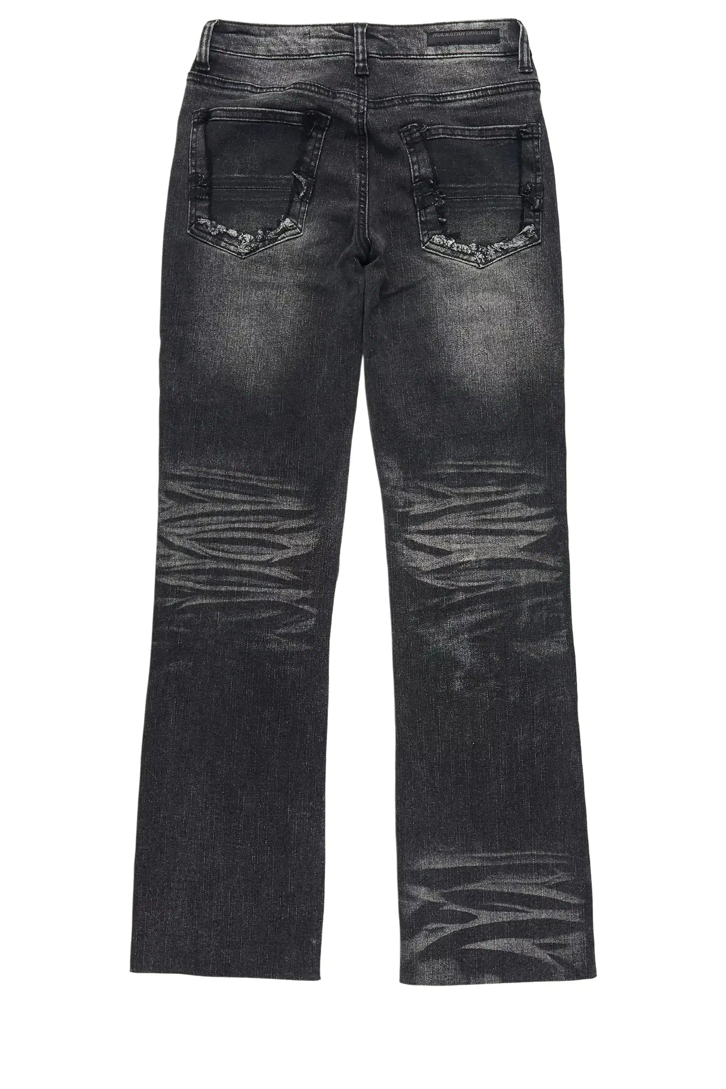 Boys Petrus Black Stacked Flare Jean