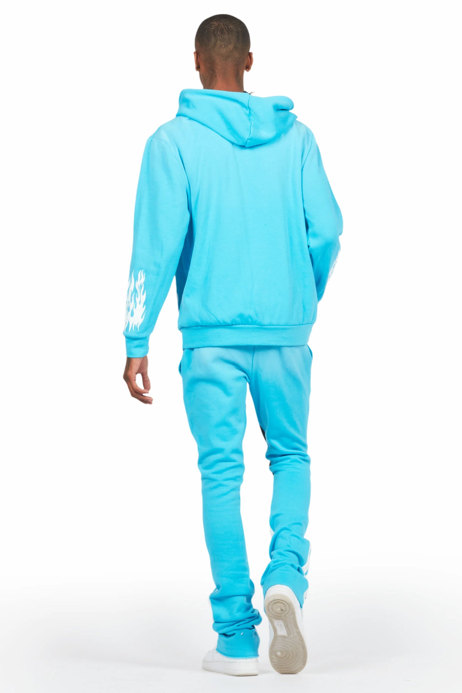 Bubble Blue Stacked Flare Hoodie Track Set