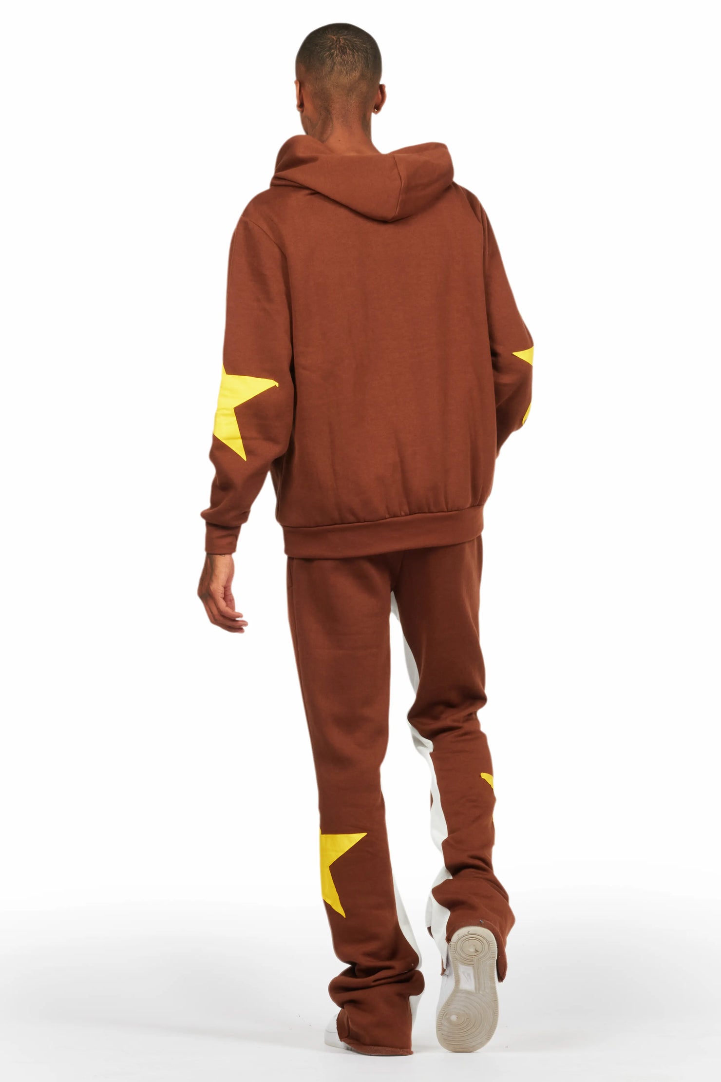 States Brown Baggy Stacked Hoodie Track Set