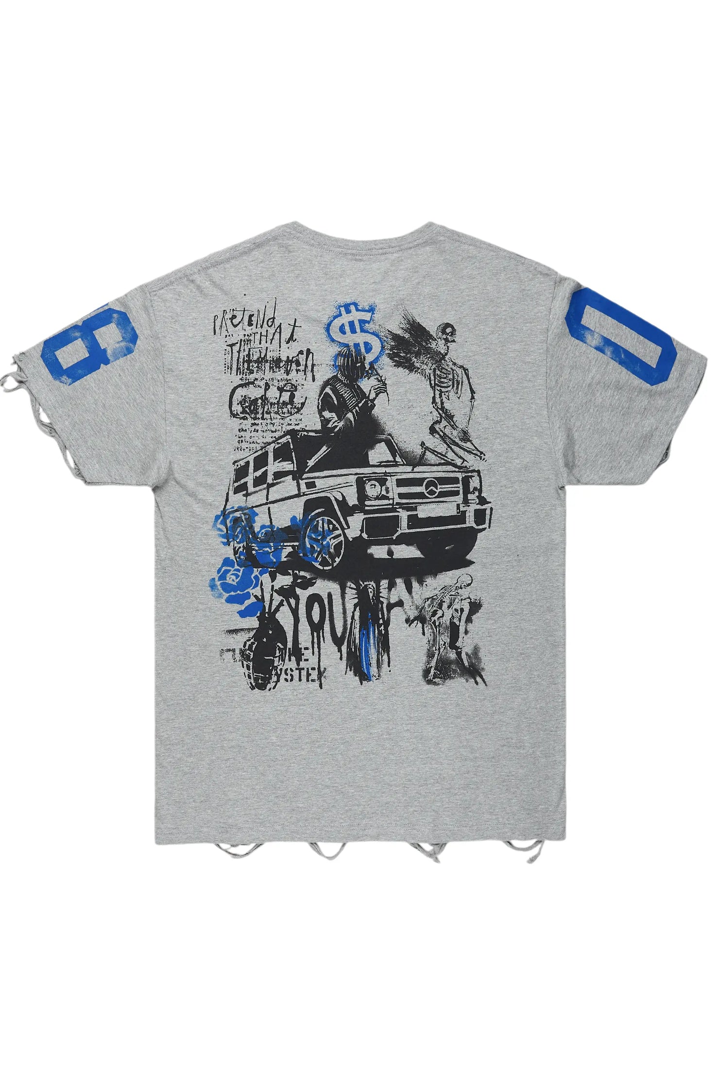 Grill Heather Grey Graphic Oversized T-Shirt