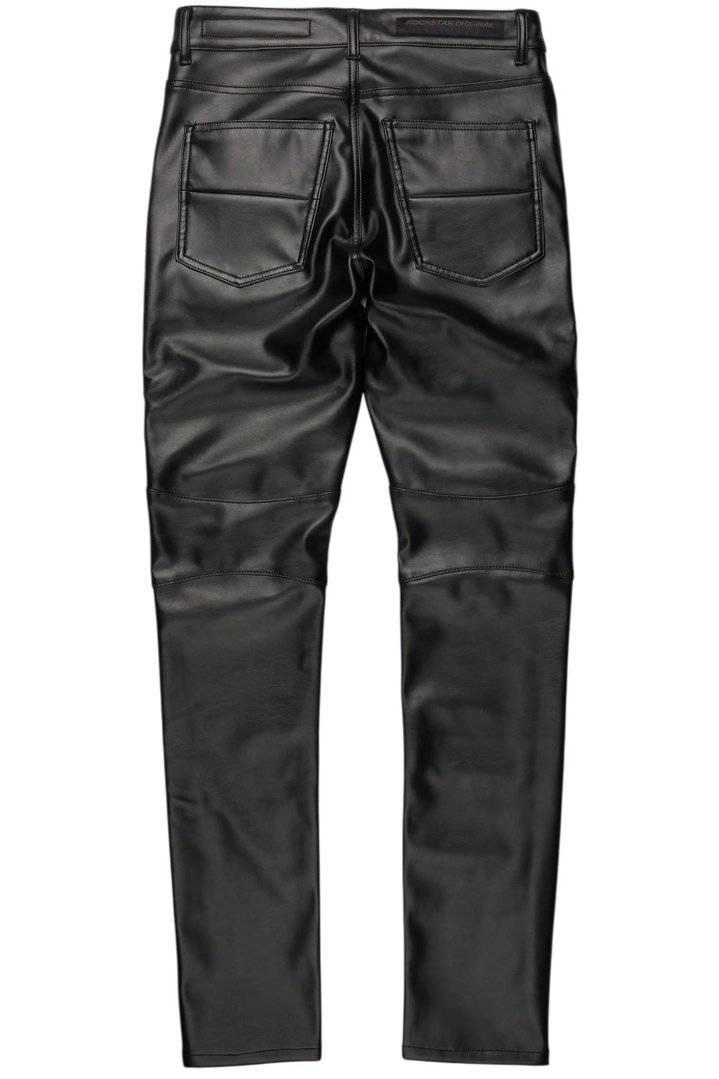 Richh Black PU Biker Jean