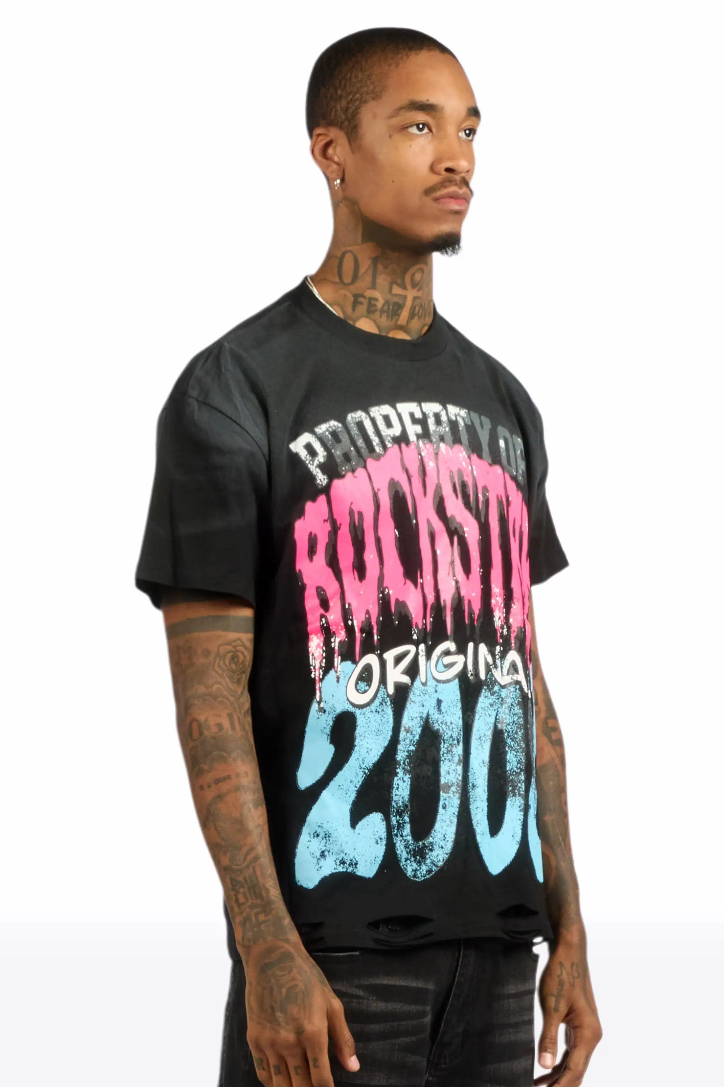 Raezion Black Oversized Graphic T-Shirt