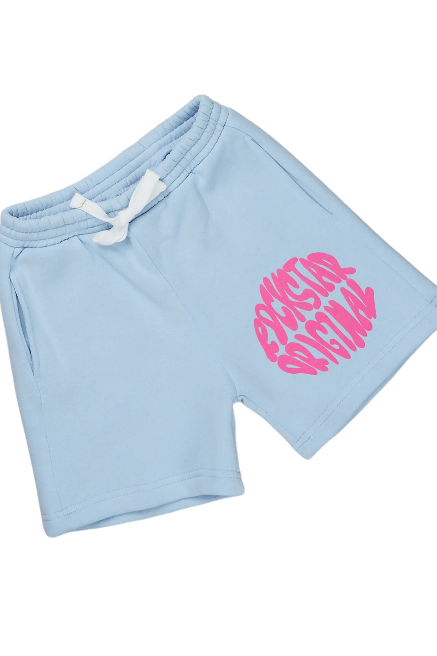Girls Beena Light Blue Crop Top Short Set