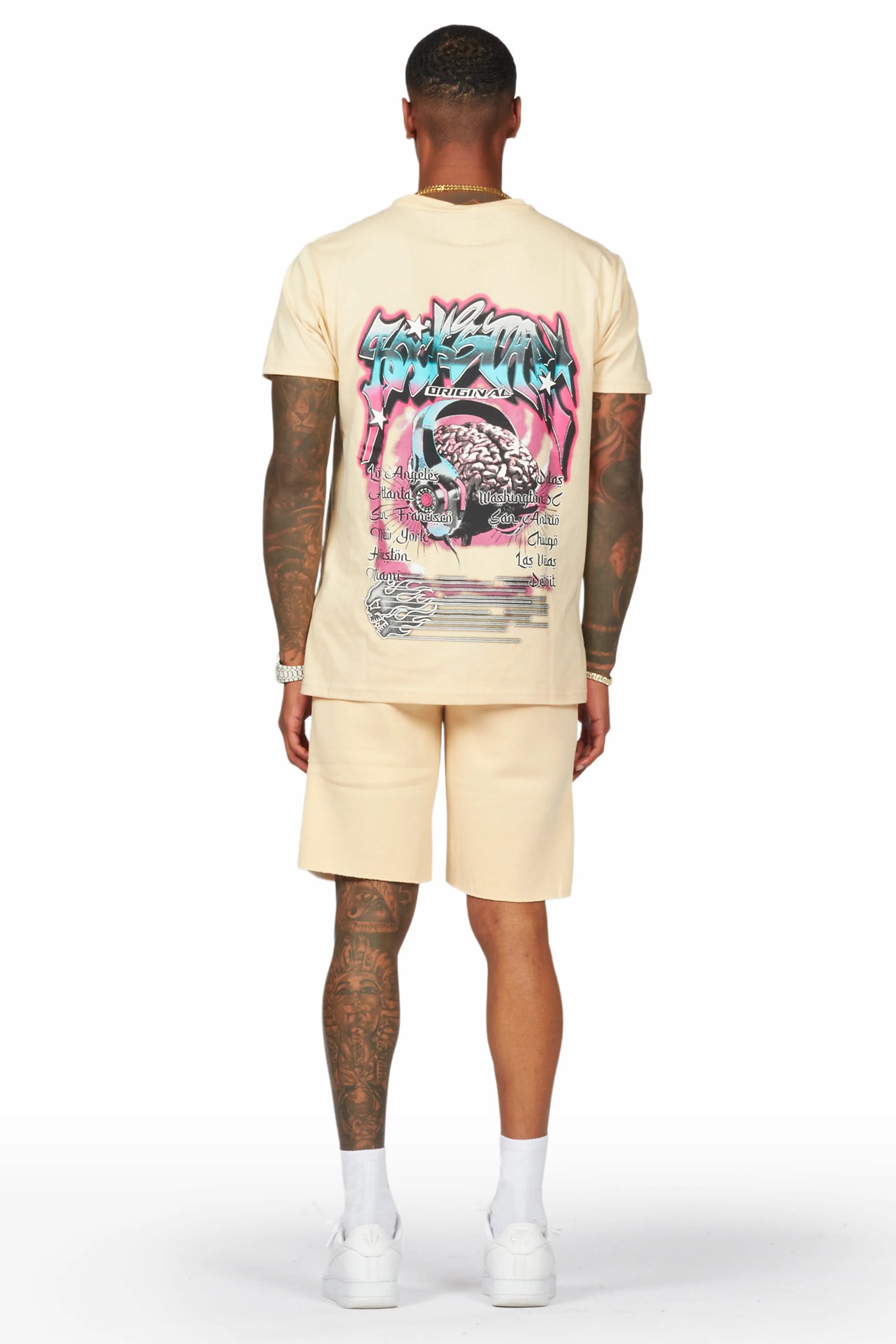 Lucy Beige T-Shirt/Short Set