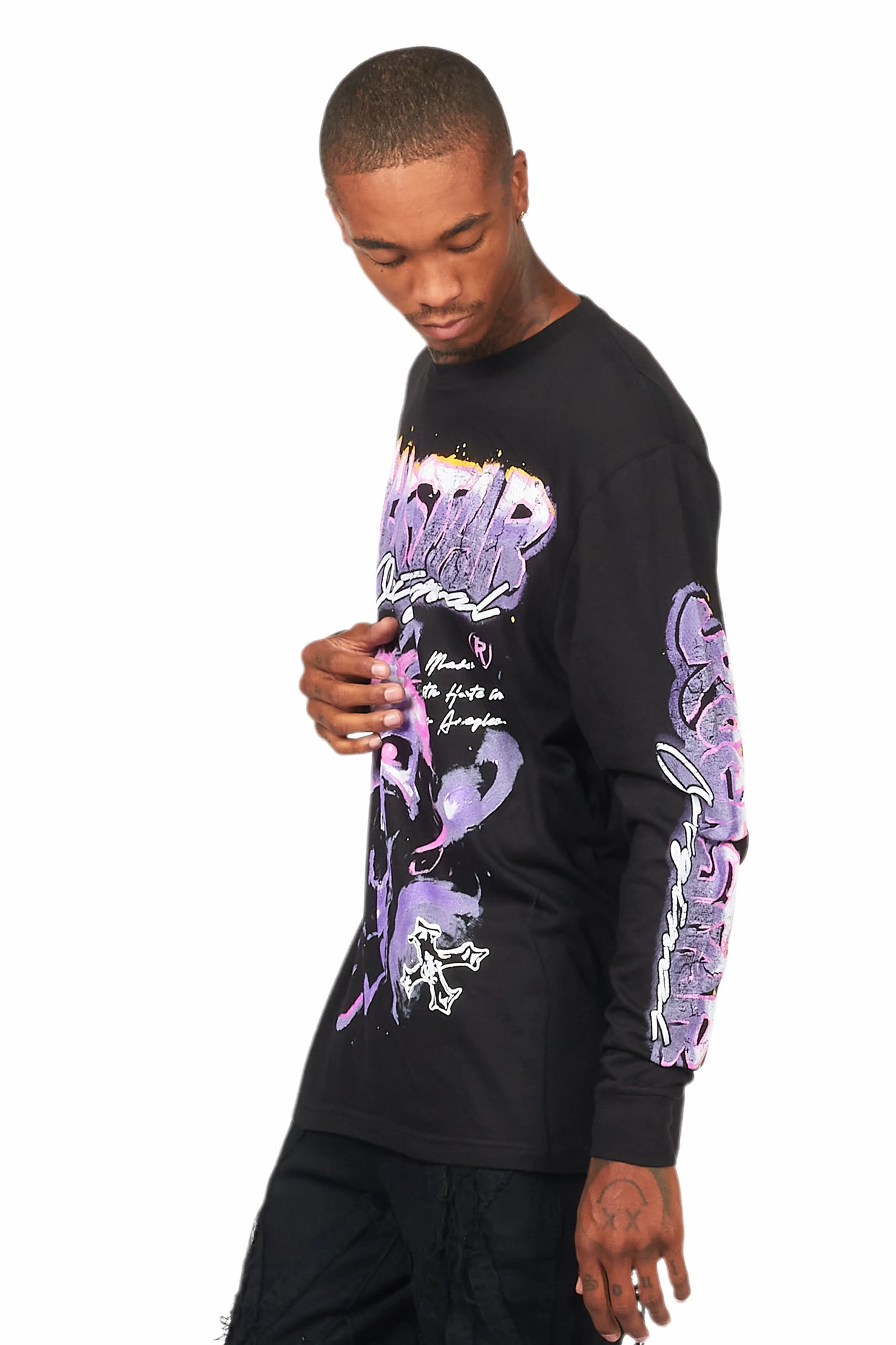 Yamal Black Long Sleeve Graphic T-Shirt