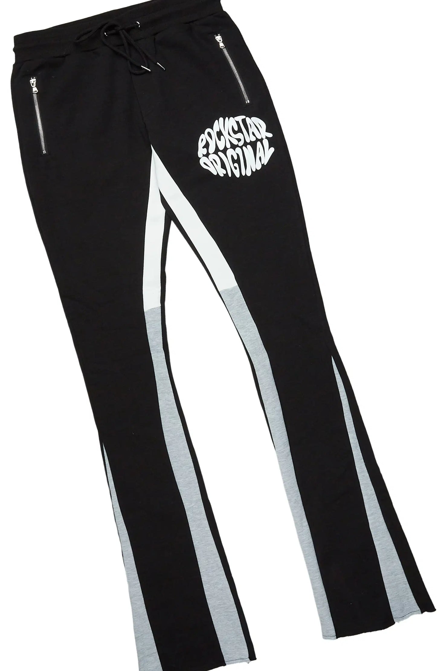 Boys Thierry Black Stacked Flare Track Pant Set