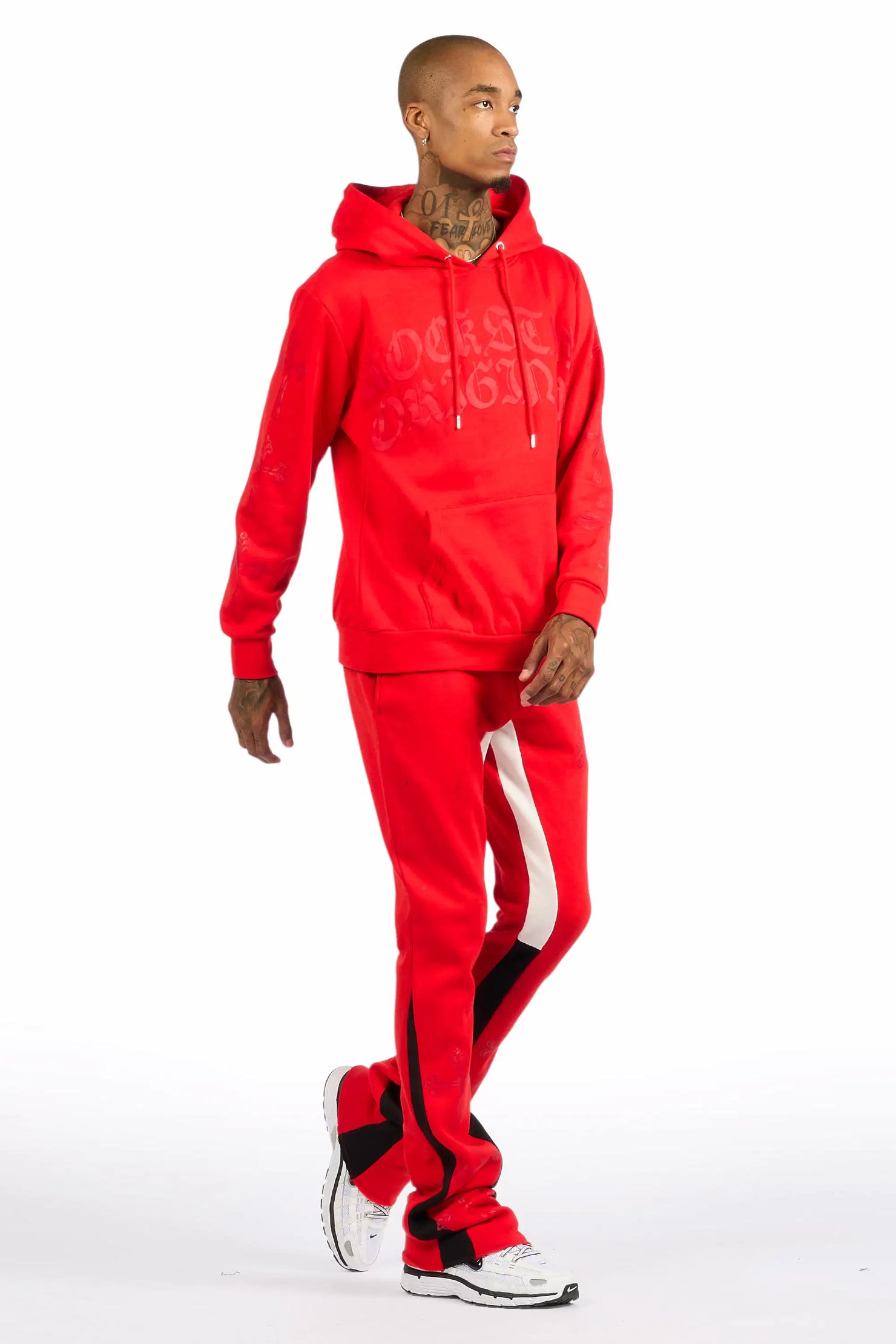 Michael Red Hoodie/Stacked Flare Track Set