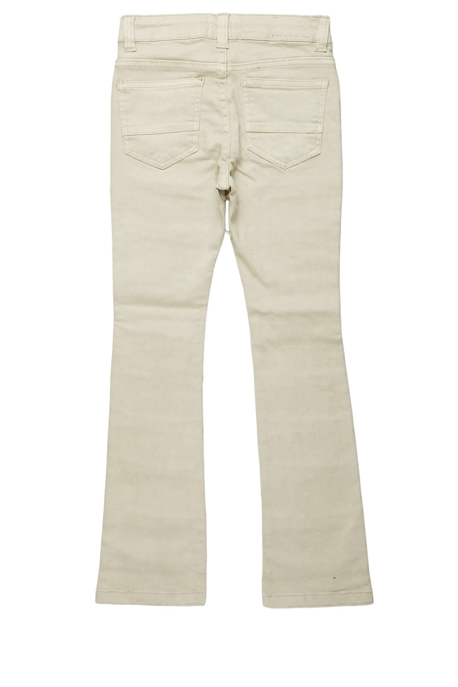 Boys Cullen Beige Frayed Stacked Flare Jean