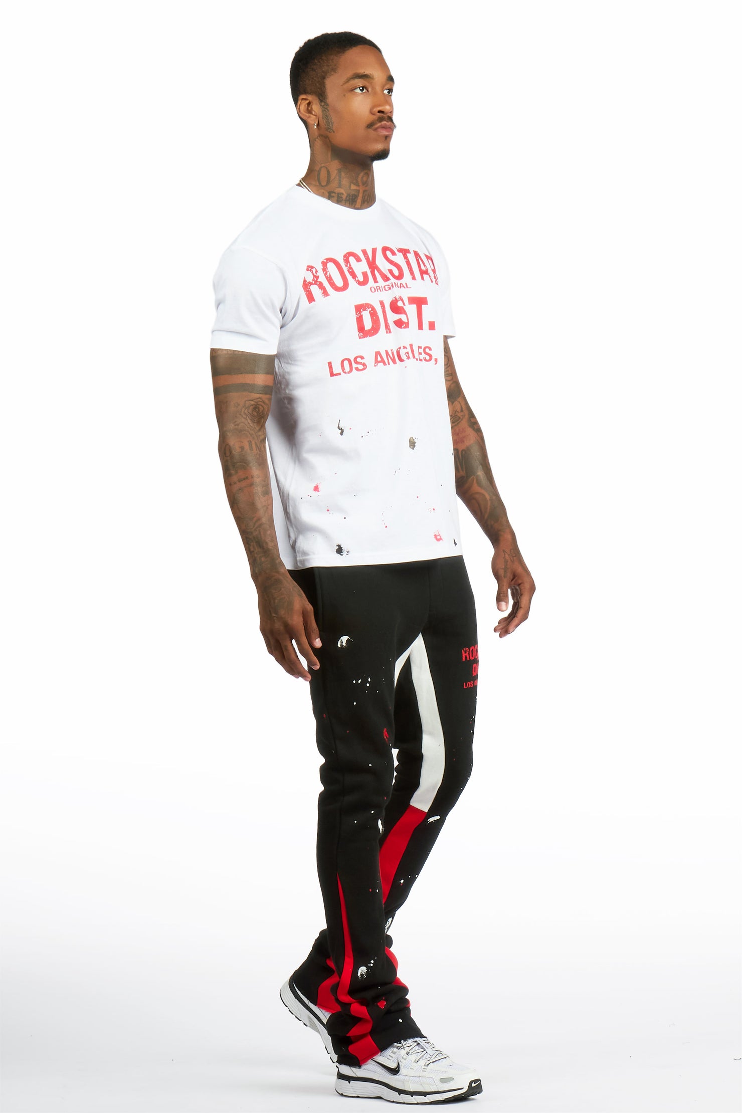 Scottie White/Black T-Shirt/Stacked Flare Track Pant Set
