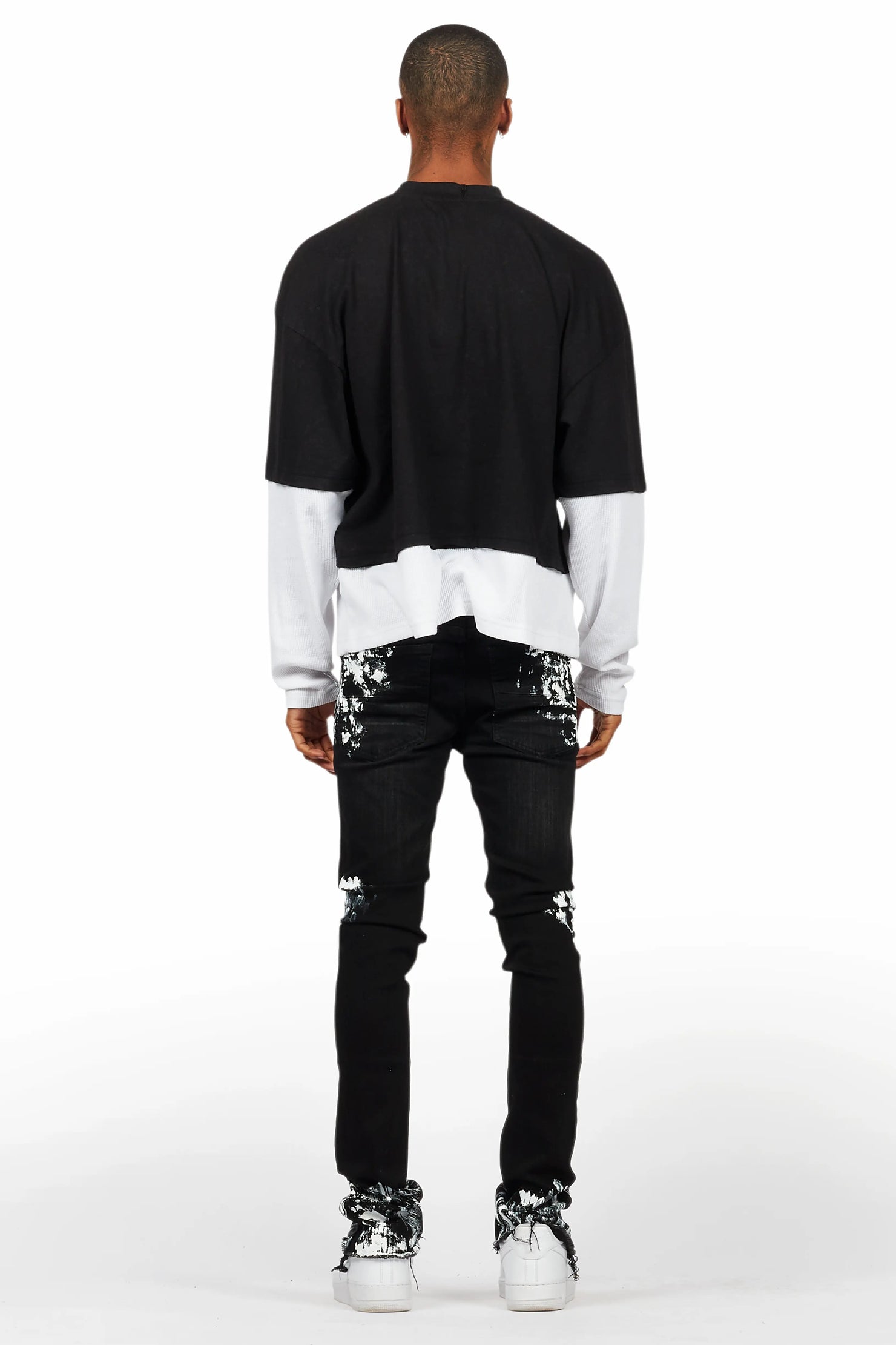 Kodak Black/White Painter Stacked Flare Jean