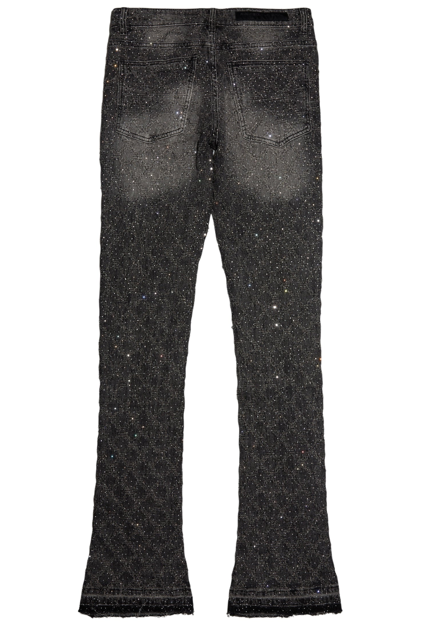 Glit Dark Grey Rhinestone Stacked Flare Jean
