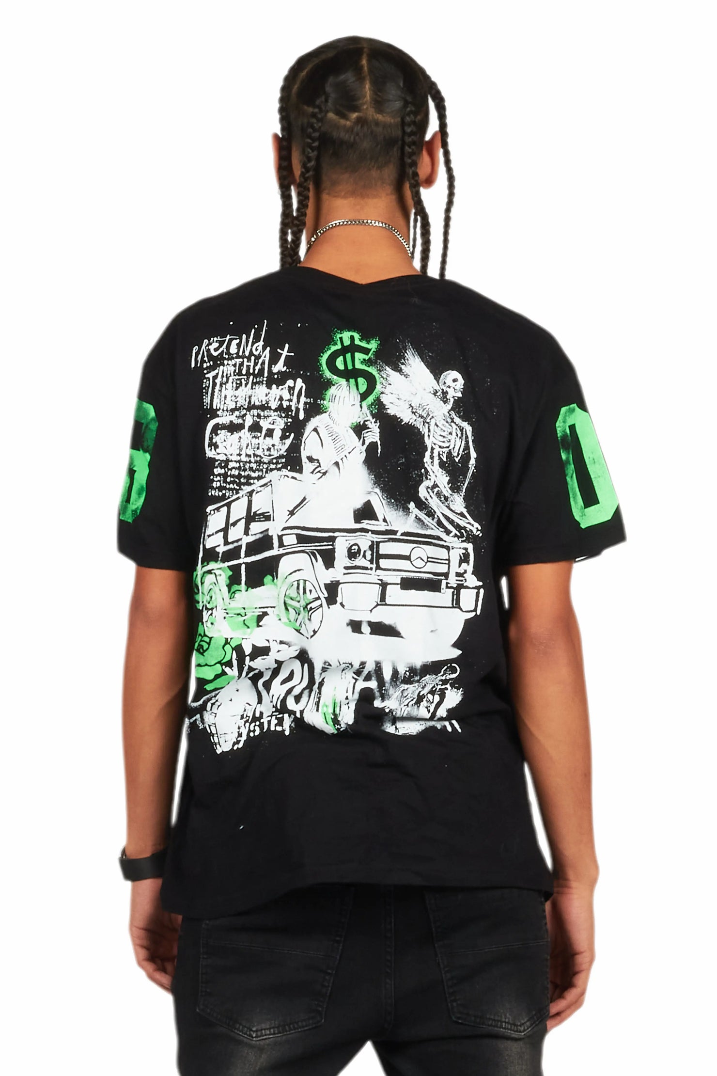 Grill Black/Green Graphic Oversized T-Shirt