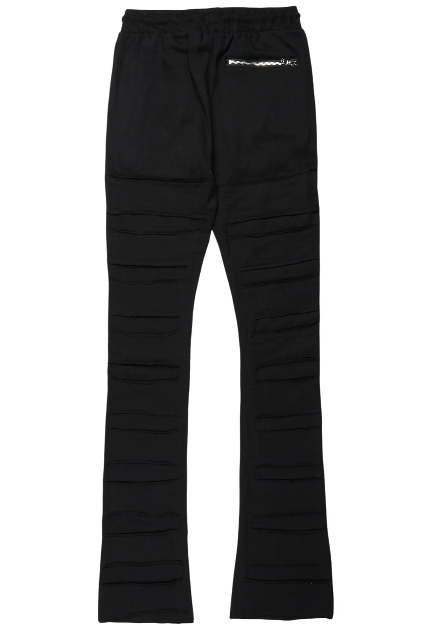 Emilio Black Stacked Flare Track Pant