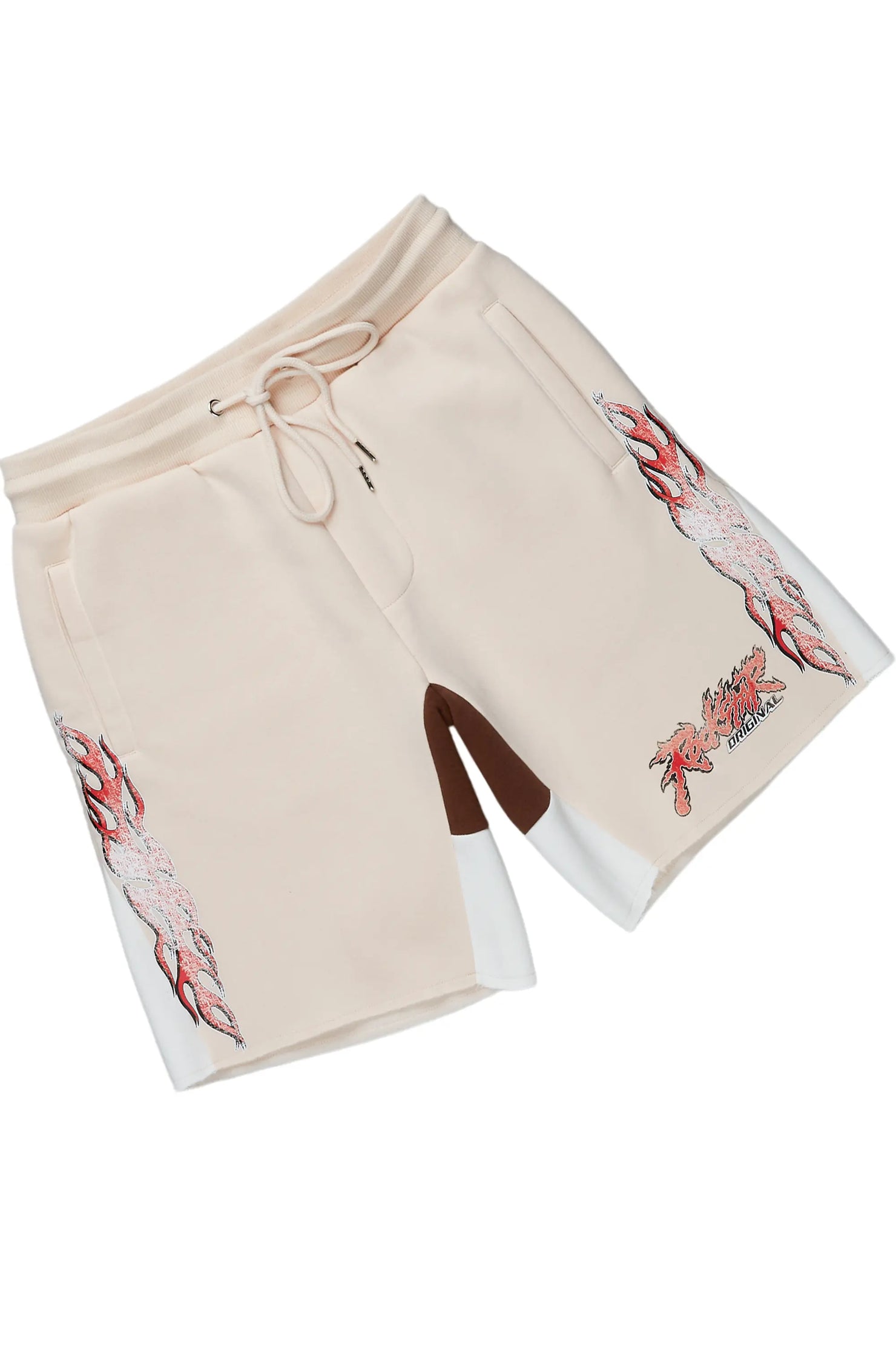 Yash White/Beige T-Shirt Short Set