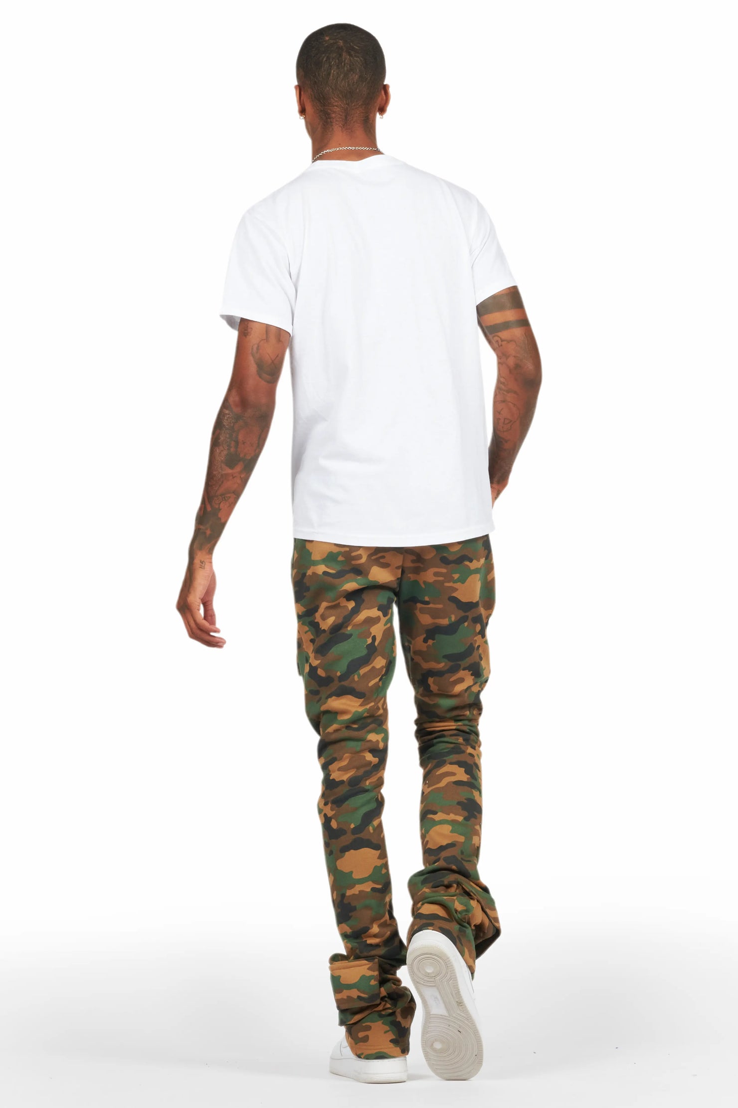 Connor Faded Camo Stacked Flare Track Pant